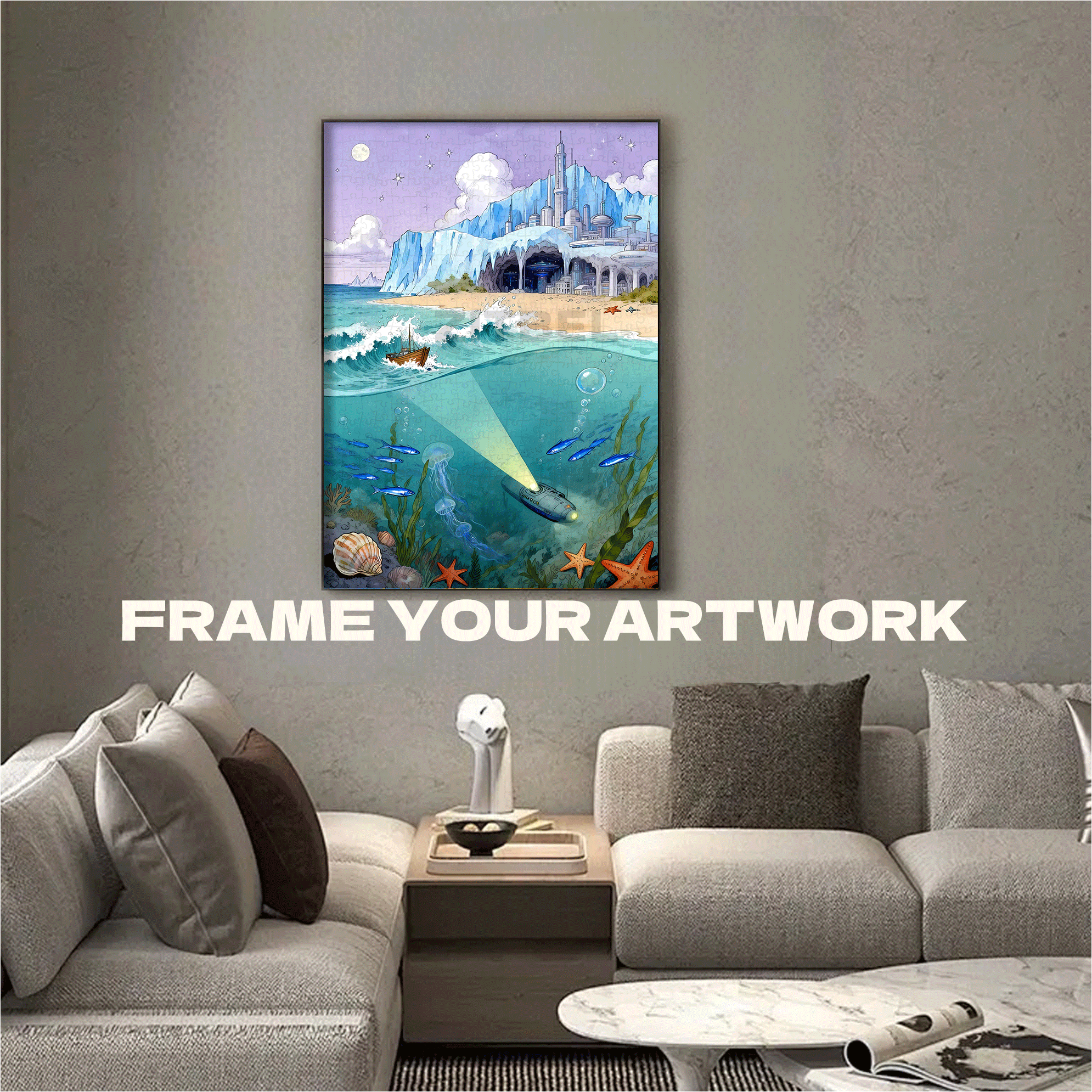 Iceberg Science Fiction Coast 500pcs/1000pcs Jigsaw Puzzle, Scratch-Resistant, Interactive Family Game & Brain-Boosting DIY Decor, Perfect for Halloween, Christmas & New Year Gifts, Family Puzzle Game