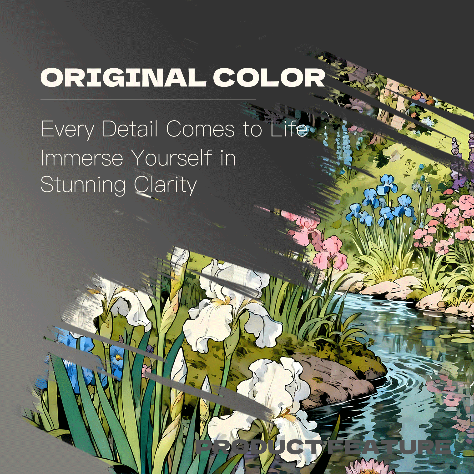 Irises By The Stream 500pcs/1000pcs Jigsaw Puzzle, Scratch-Resistant, Interactive Family Game & Brain-Boosting DIY Decor, Perfect for Halloween, Christmas & New Year Gifts, Family Puzzle Game