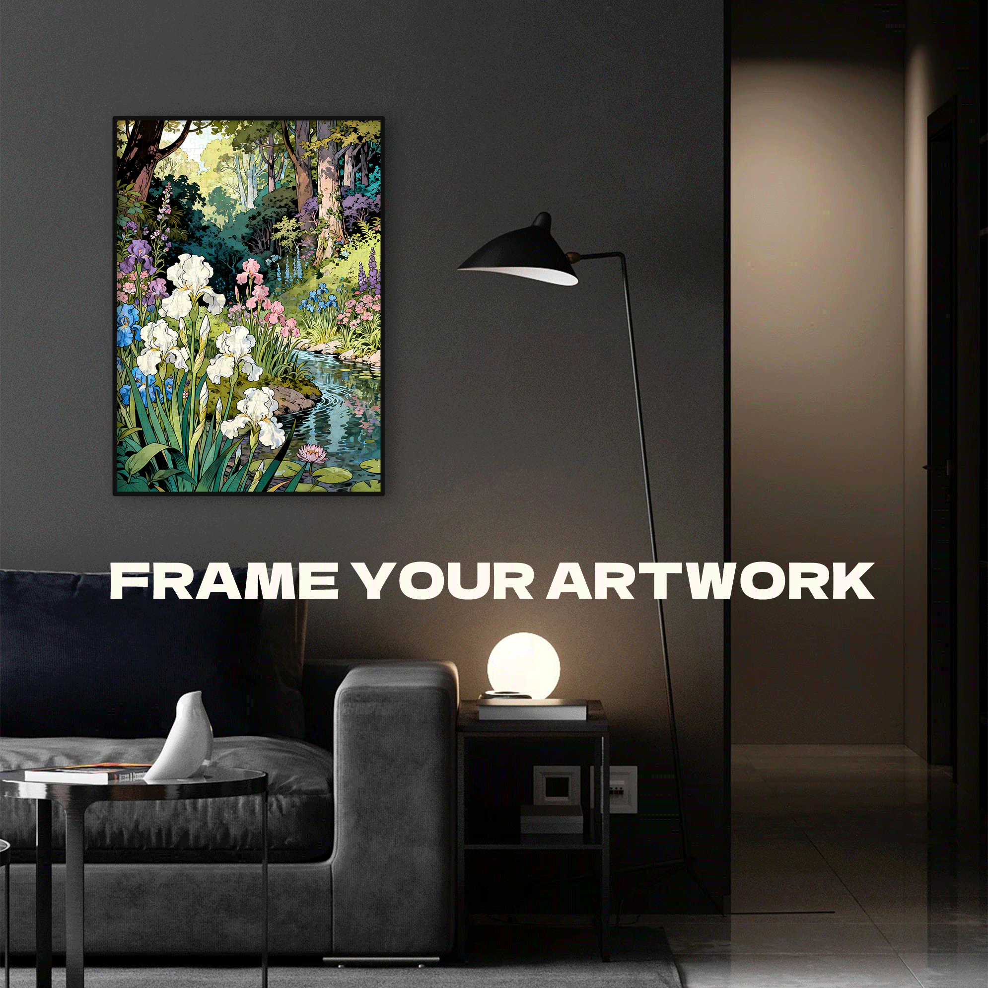 Irises By The Stream 500pcs/1000pcs Jigsaw Puzzle, Scratch-Resistant, Interactive Family Game & Brain-Boosting DIY Decor, Perfect for Halloween, Christmas & New Year Gifts, Family Puzzle Game