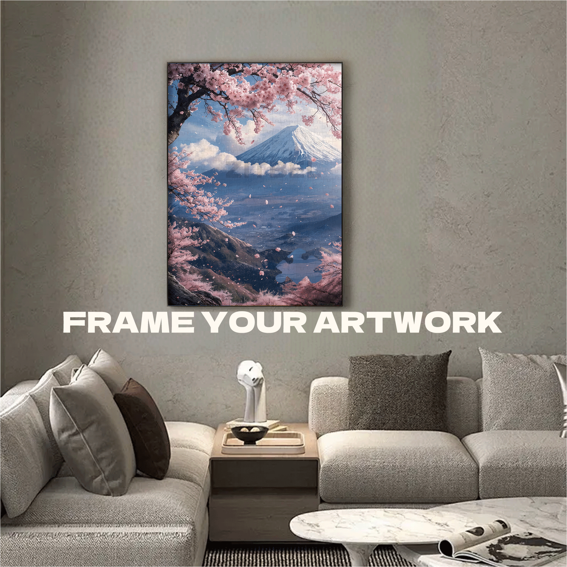 Japan Mount Fuji Sakura & Scenery 500pcs/1000pcs Jigsaw Puzzle, Scratch-Resistant, Interactive Family Game & Brain-Boosting DIY Decor, Perfect for Halloween, Christmas & New Year Gifts, Family Puzzle Game