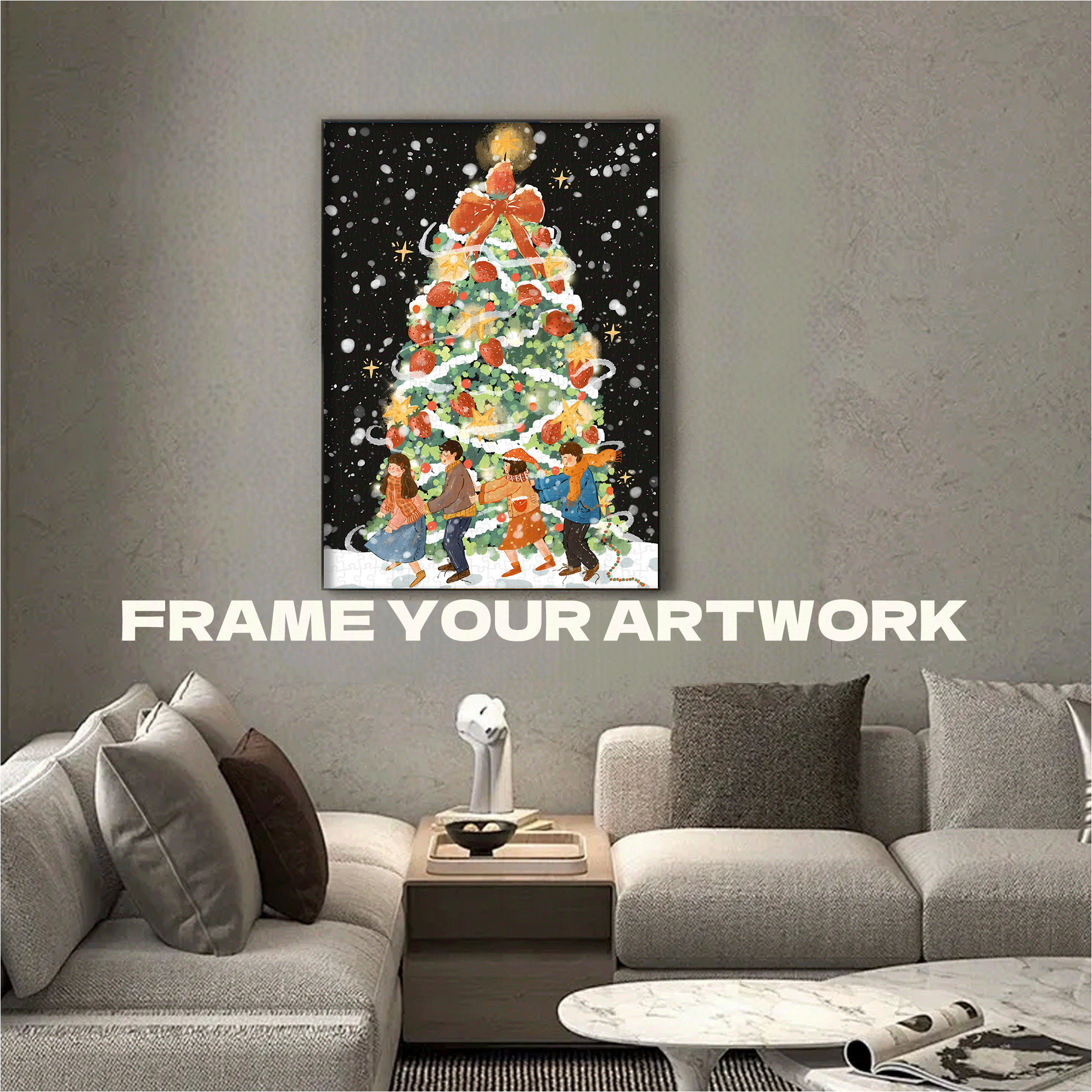 Light Up Christmas 500pcs/1000pcs Jigsaw Puzzle, Scratch-Resistant, Interactive Family Game & Brain-Boosting DIY Decor, Perfect for Halloween, Christmas & New Year Gifts, Family Puzzle Game