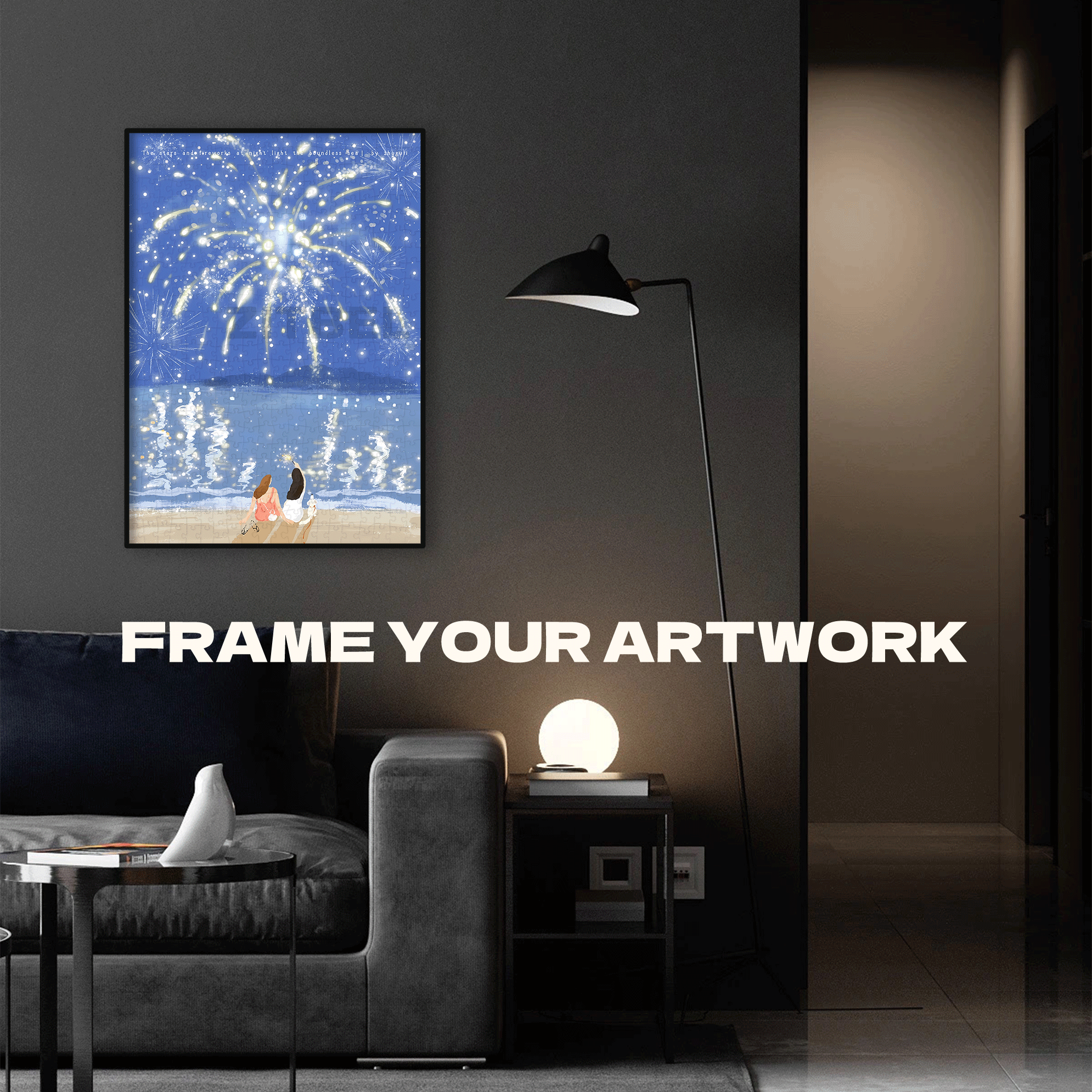 Lighting Up The Sea At Night 500pcs/1000pcs Jigsaw Puzzle, Scratch-Resistant, Interactive Family Game & Brain-Boosting DIY Decor, Perfect for Halloween, Christmas & New Year Gifts, Family Puzzle Game