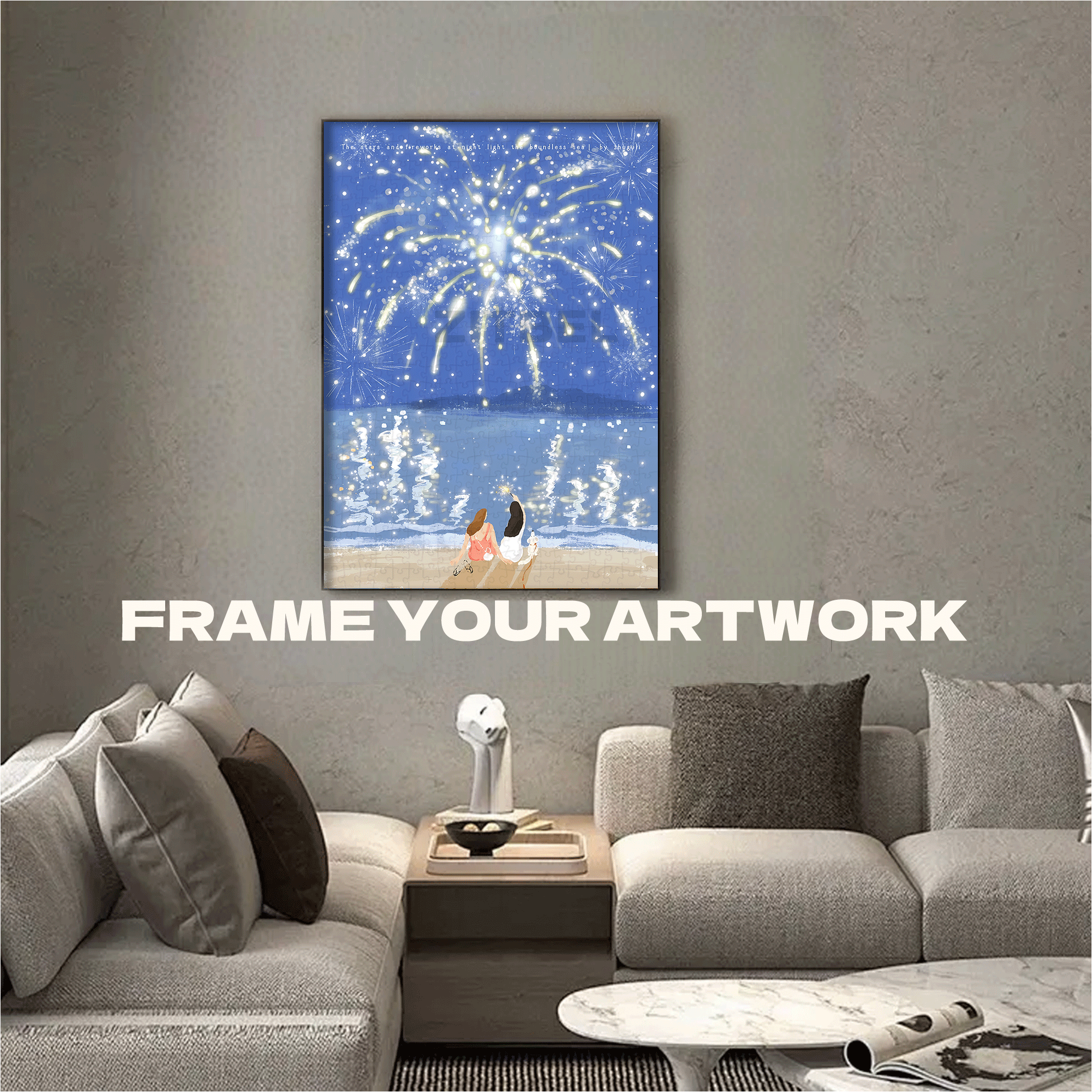 Lighting Up The Sea At Night 500pcs/1000pcs Jigsaw Puzzle, Scratch-Resistant, Interactive Family Game & Brain-Boosting DIY Decor, Perfect for Halloween, Christmas & New Year Gifts, Family Puzzle Game