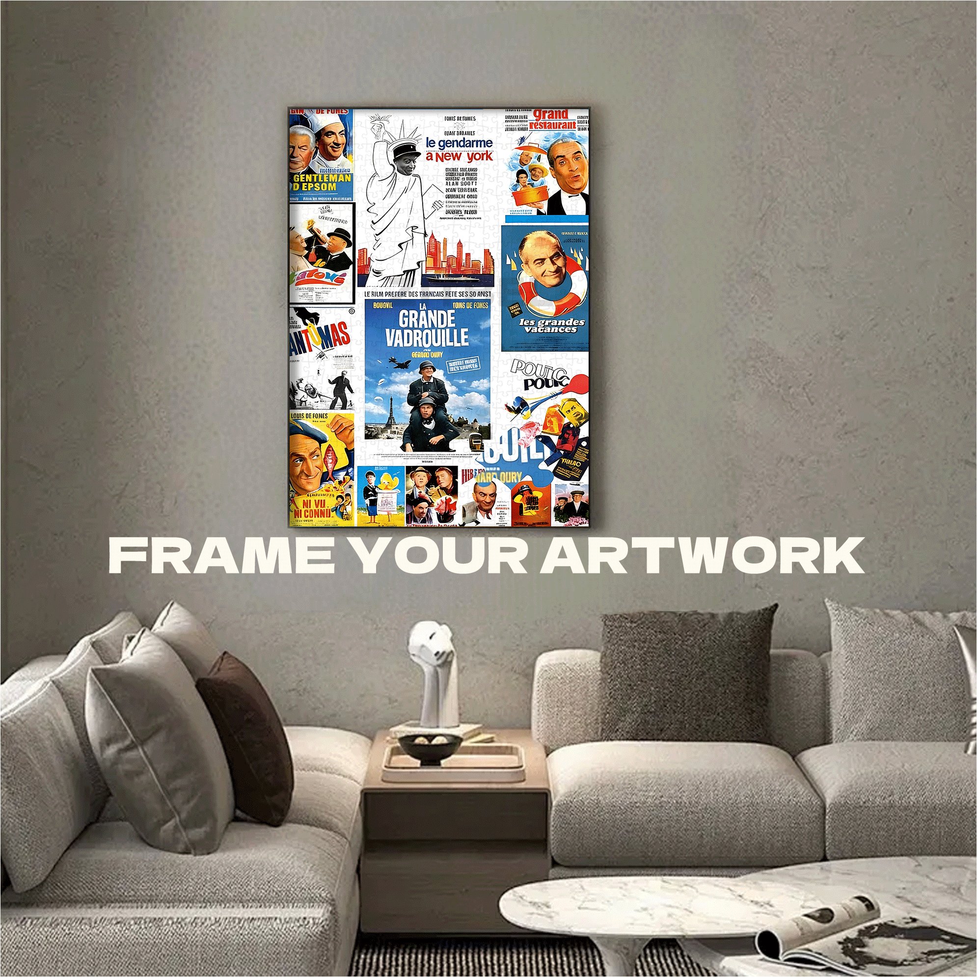 Louis de Funes compilation 500pcs/1000pcs Jigsaw Puzzle, Scratch-Resistant, Interactive Family Game & Brain-Boosting DIY Decor, Perfect for Halloween, Christmas & New Year Gifts, Family Puzzle Game