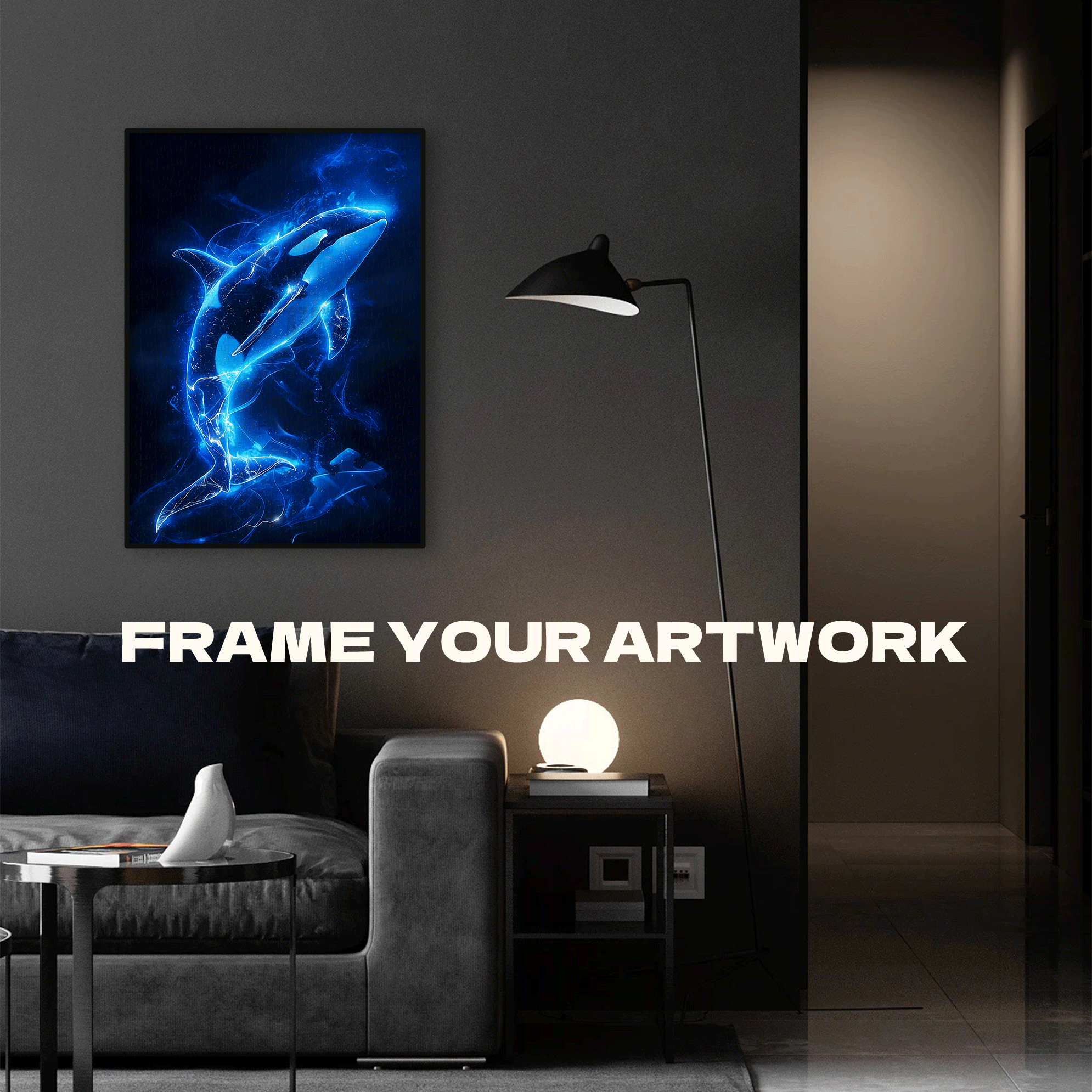 Luminescent Orca Dive 500pcs/1000pcs Jigsaw Puzzle, Scratch-Resistant, Interactive Family Game & Brain-Boosting DIY Decor, Perfect for Halloween, Christmas & New Year Gifts, Family Puzzle Game