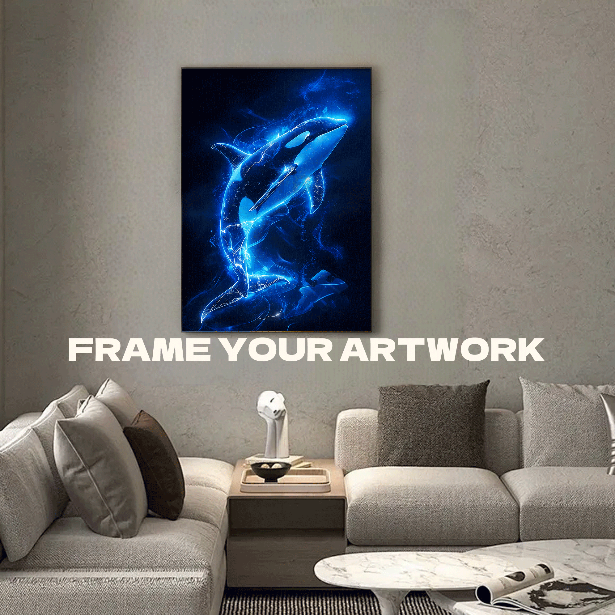 Luminescent Orca Dive 500pcs/1000pcs Jigsaw Puzzle, Scratch-Resistant, Interactive Family Game & Brain-Boosting DIY Decor, Perfect for Halloween, Christmas & New Year Gifts, Family Puzzle Game