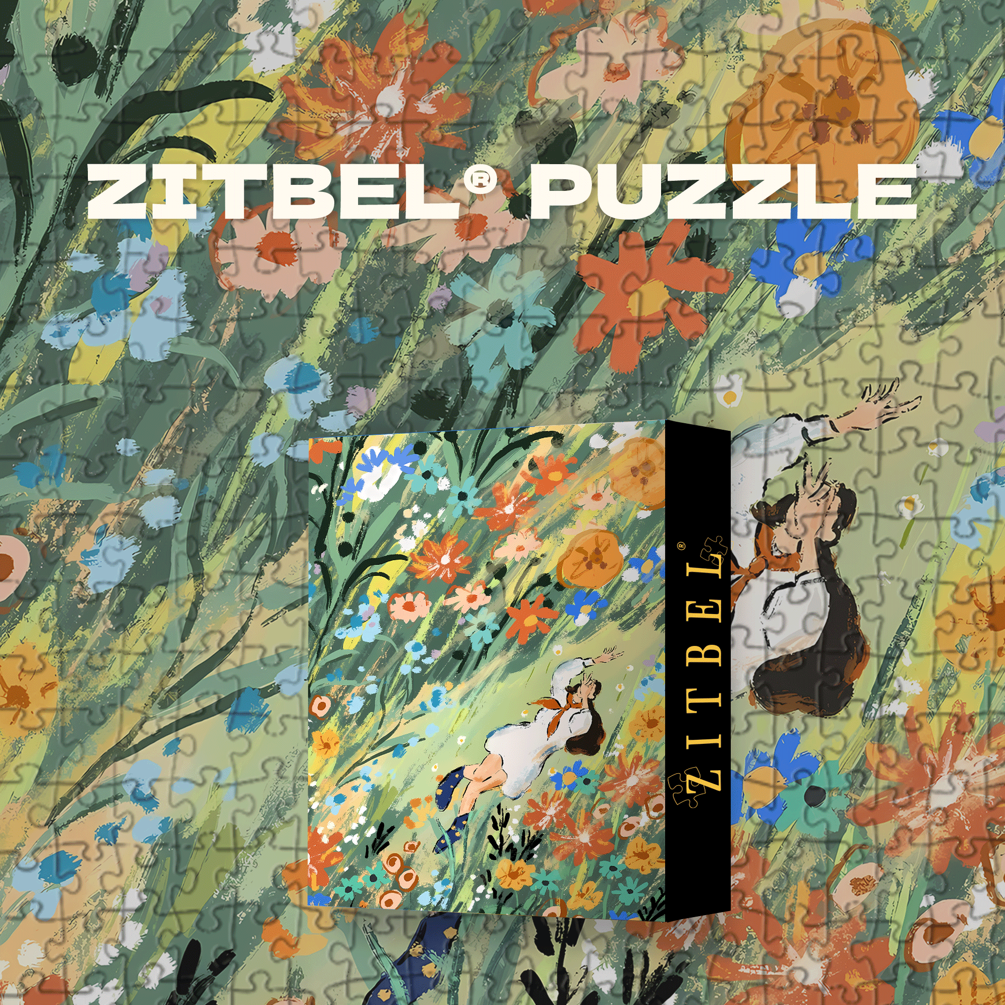 Lying Among The Flowers And Plants 500pcs/1000pcs Jigsaw Puzzle, Scratch-Resistant, Interactive Family Game & Brain-Boosting DIY Decor, Perfect for Halloween, Christmas & New Year Gifts, Family Puzzle Game