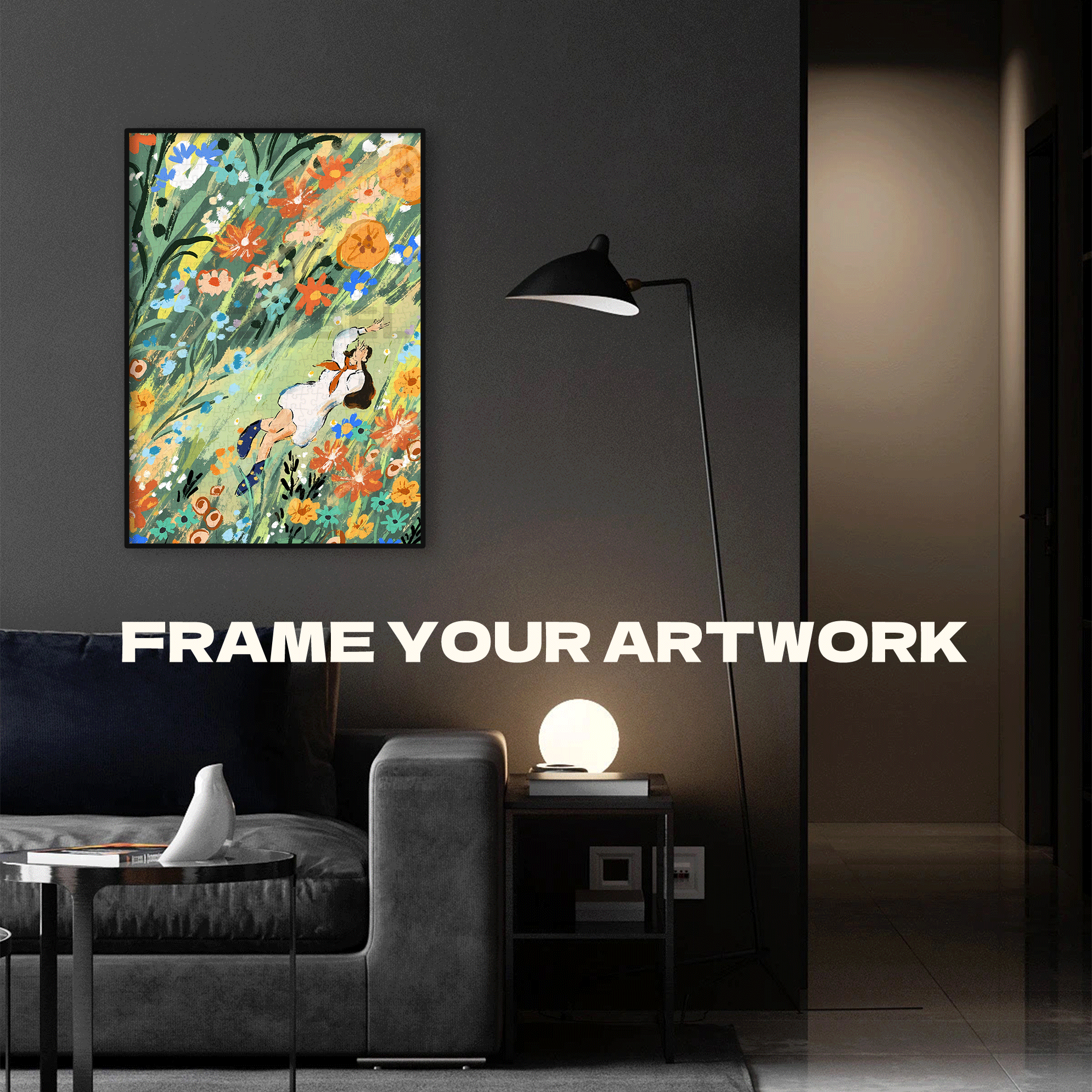 Lying Among The Flowers And Plants 500pcs/1000pcs Jigsaw Puzzle, Scratch-Resistant, Interactive Family Game & Brain-Boosting DIY Decor, Perfect for Halloween, Christmas & New Year Gifts, Family Puzzle Game