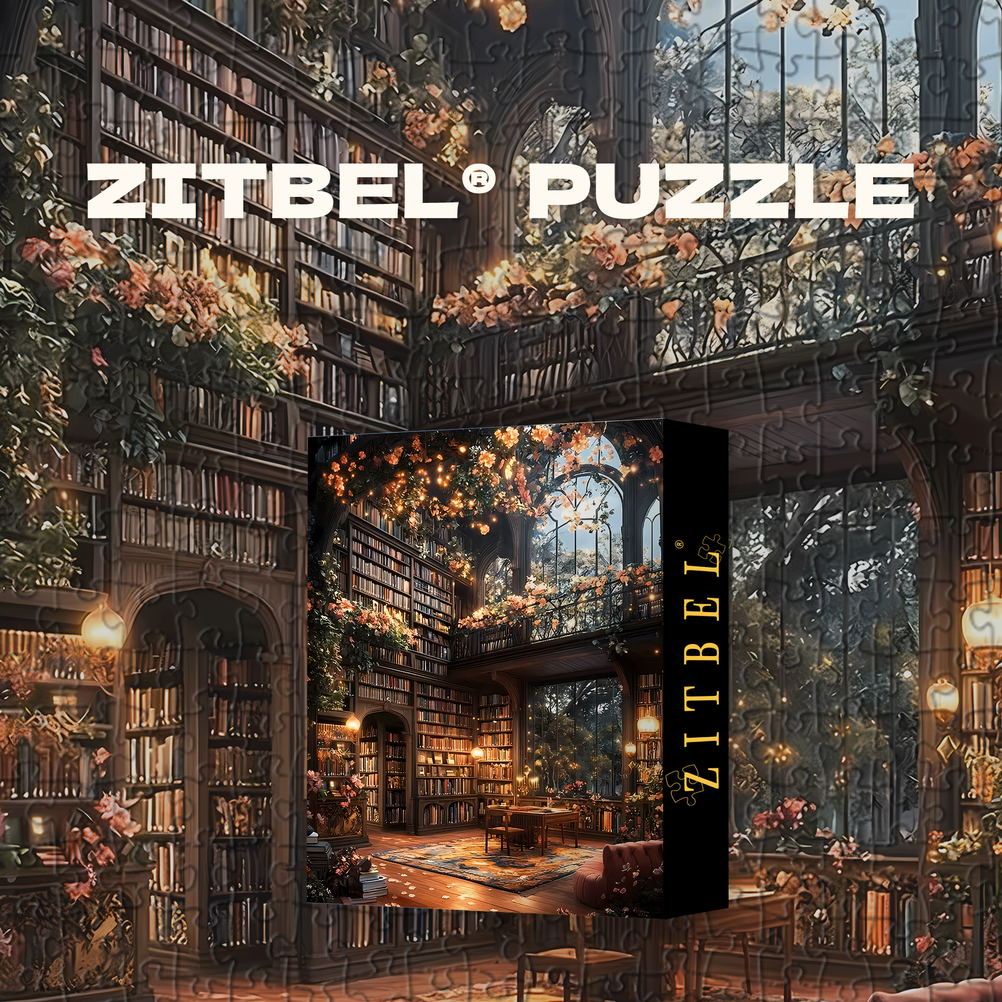 Books & Wildflower 500pcs/1000pcs Jigsaw Puzzle, Scratch-Resistant, Interactive Family Game & Brain-Boosting DIY Decor, Perfect for Halloween, Christmas & New Year Gifts, Family Puzzle Game