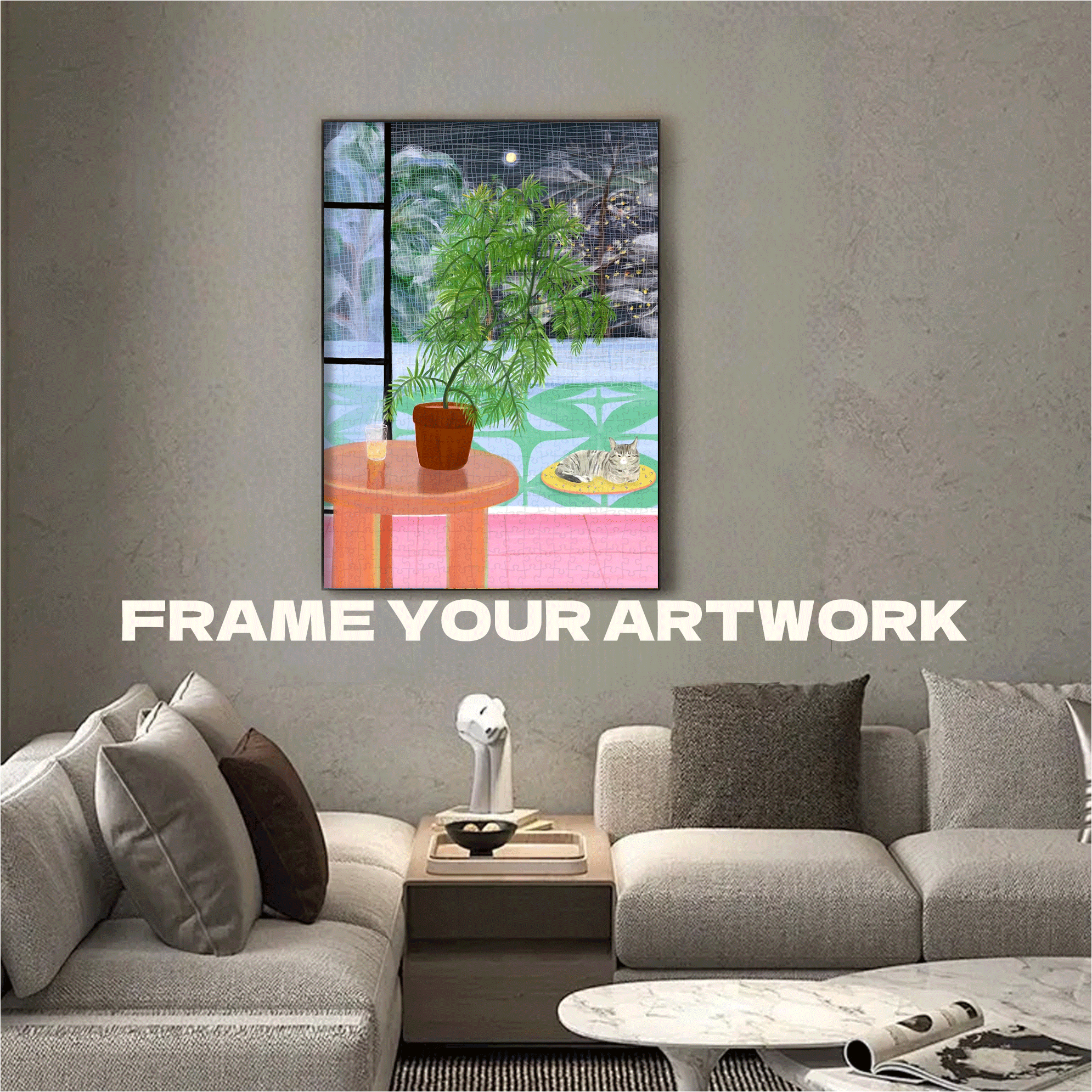 Bright Moonlight and Cat 500pcs/1000pcs Jigsaw Puzzle, Scratch-Resistant, Interactive Family Game & Brain-Boosting DIY Decor, Perfect for Halloween, Christmas & New Year Gifts, Family Puzzle Game