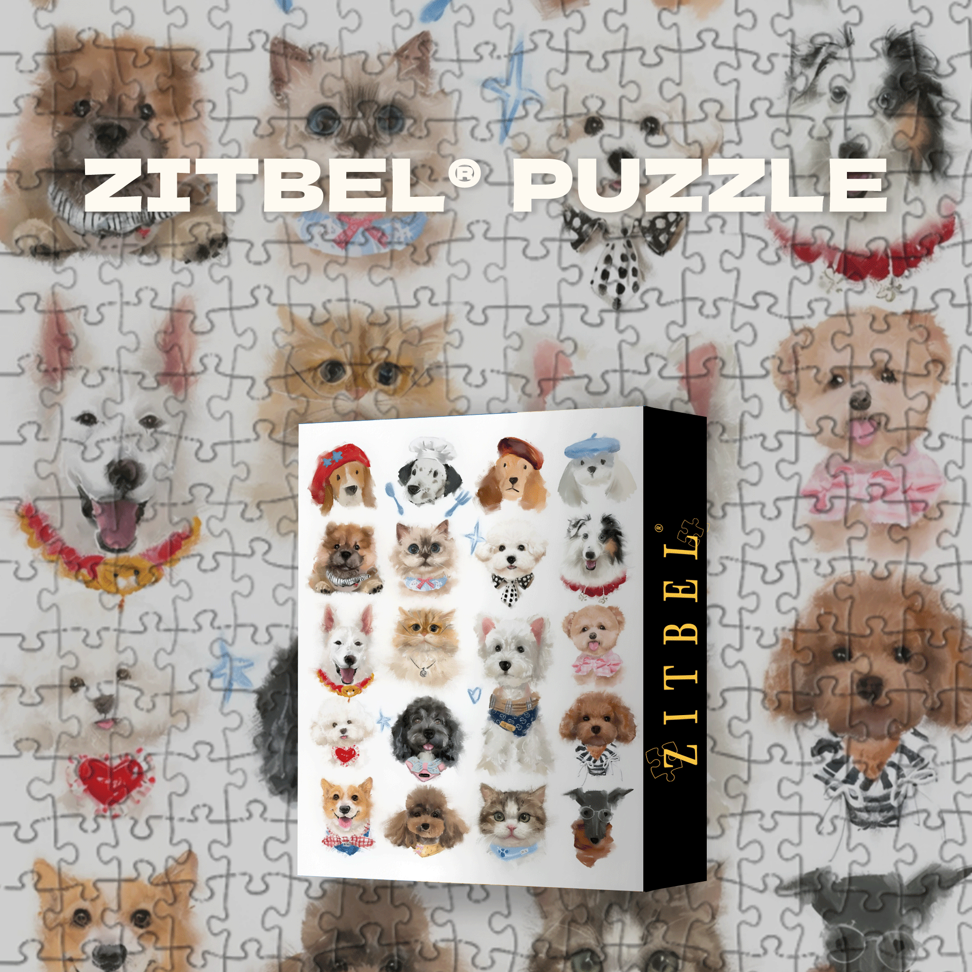 Can I Draw Your Little Dog 2 500pcs/1000pcs Jigsaw Puzzle, Scratch-Resistant, Interactive Family Game & Brain-Boosting DIY Decor, Perfect for Halloween, Christmas & New Year Gifts, Family Puzzle Game