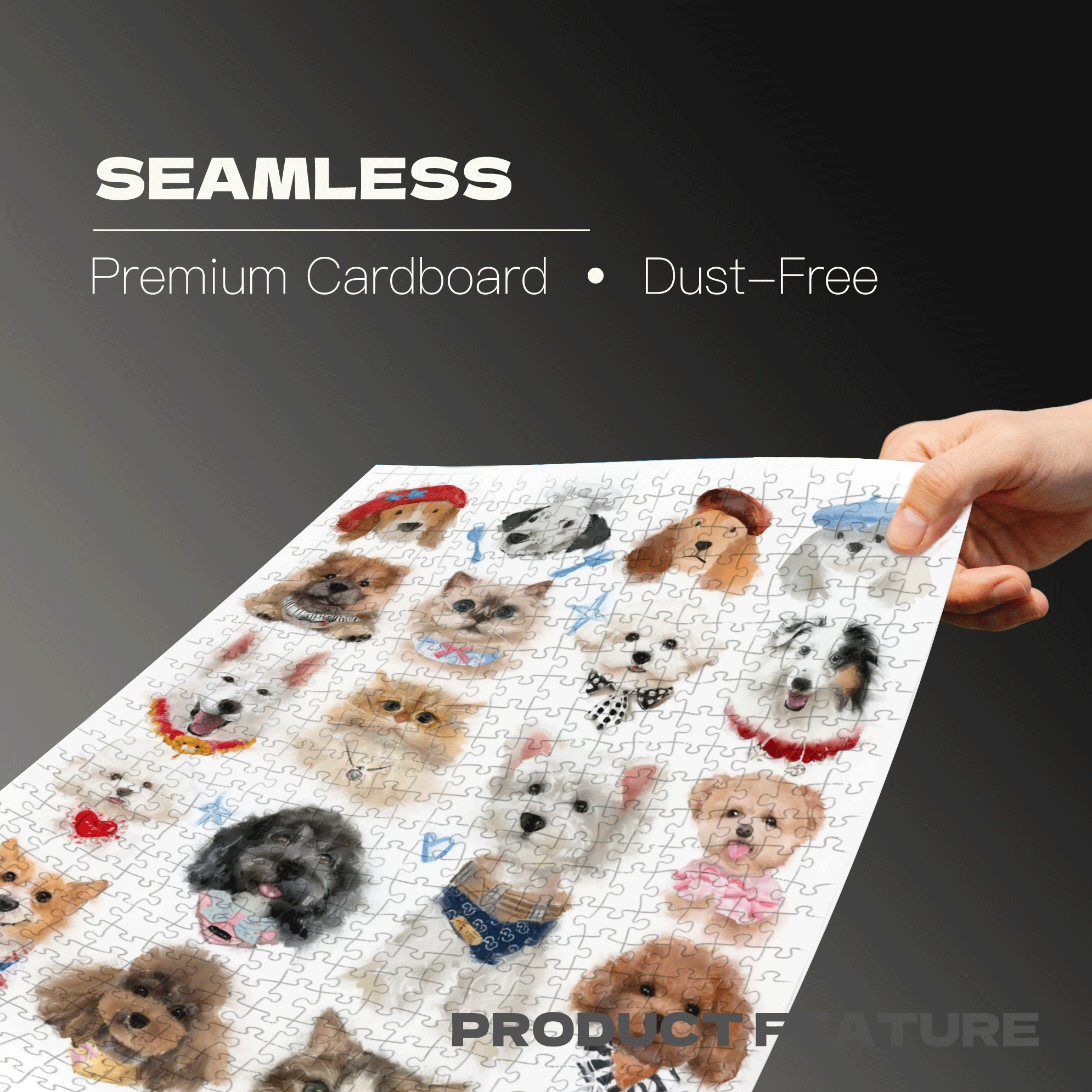 Can I Draw Your Little Dog 2 500pcs/1000pcs Jigsaw Puzzle, Scratch-Resistant, Interactive Family Game & Brain-Boosting DIY Decor, Perfect for Halloween, Christmas & New Year Gifts, Family Puzzle Game