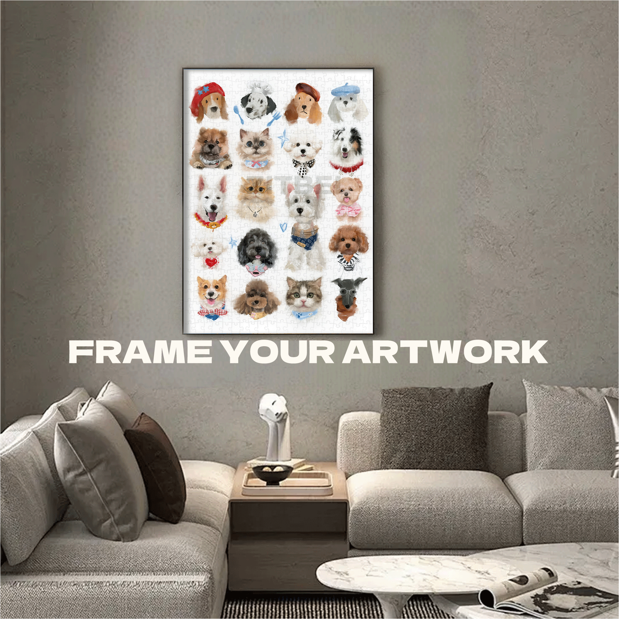 Can I Draw Your Little Dog 2 500pcs/1000pcs Jigsaw Puzzle, Scratch-Resistant, Interactive Family Game & Brain-Boosting DIY Decor, Perfect for Halloween, Christmas & New Year Gifts, Family Puzzle Game