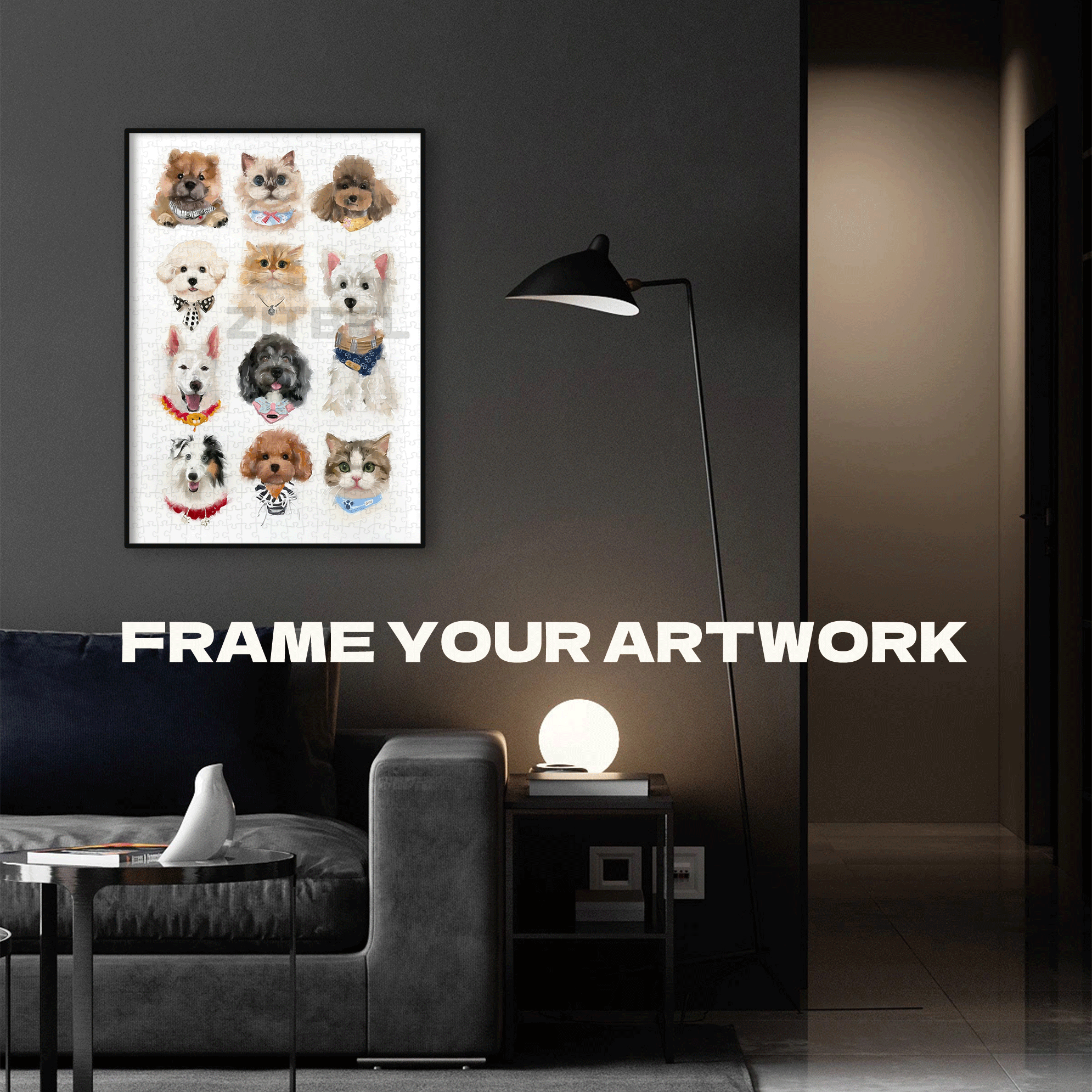 Can I Draw Your Little Dog 500pcs/1000pcs Jigsaw Puzzle, Scratch-Resistant, Interactive Family Game & Brain-Boosting DIY Decor, Perfect for Halloween, Christmas & New Year Gifts, Family Puzzle Game