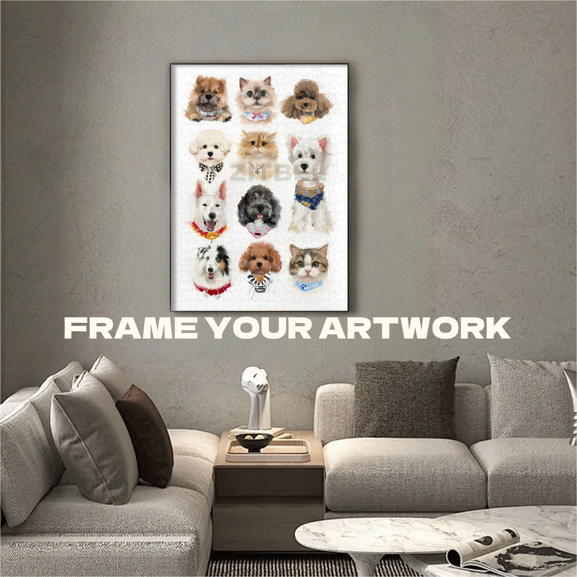 Can I Draw Your Little Dog 500pcs/1000pcs Jigsaw Puzzle, Scratch-Resistant, Interactive Family Game & Brain-Boosting DIY Decor, Perfect for Halloween, Christmas & New Year Gifts, Family Puzzle Game