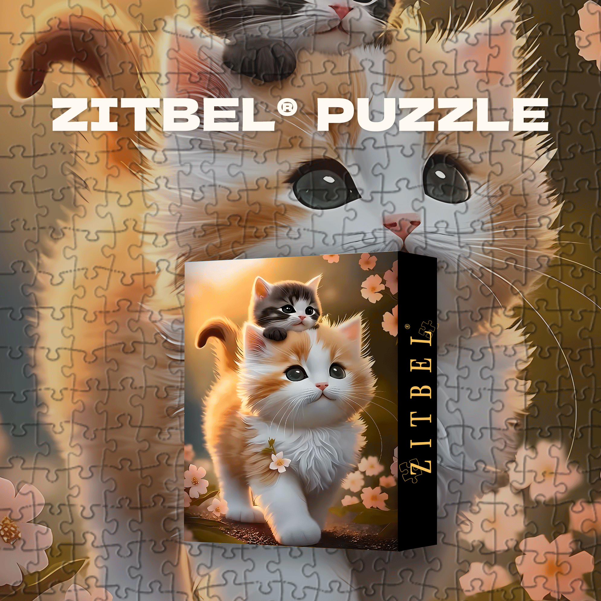 Clever Little cat 500pcs/1000pcs Jigsaw Puzzle, Scratch-Resistant, Interactive Family Game & Brain-Boosting DIY Decor, Perfect for Halloween, Christmas & New Year Gifts, Family Puzzle Game