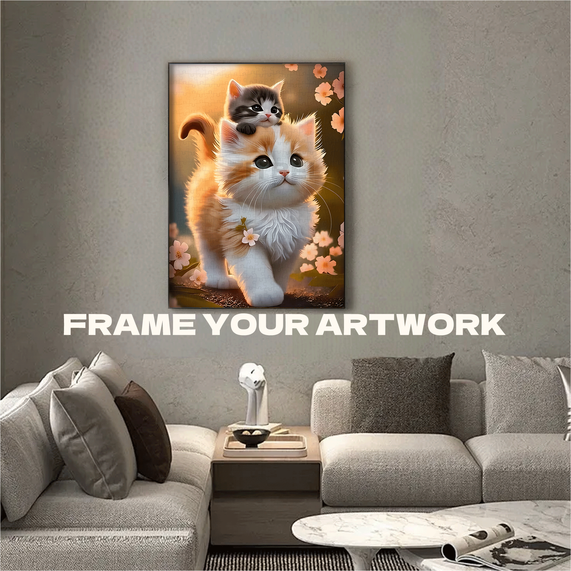 Clever Little cat 500pcs/1000pcs Jigsaw Puzzle, Scratch-Resistant, Interactive Family Game & Brain-Boosting DIY Decor, Perfect for Halloween, Christmas & New Year Gifts, Family Puzzle Game