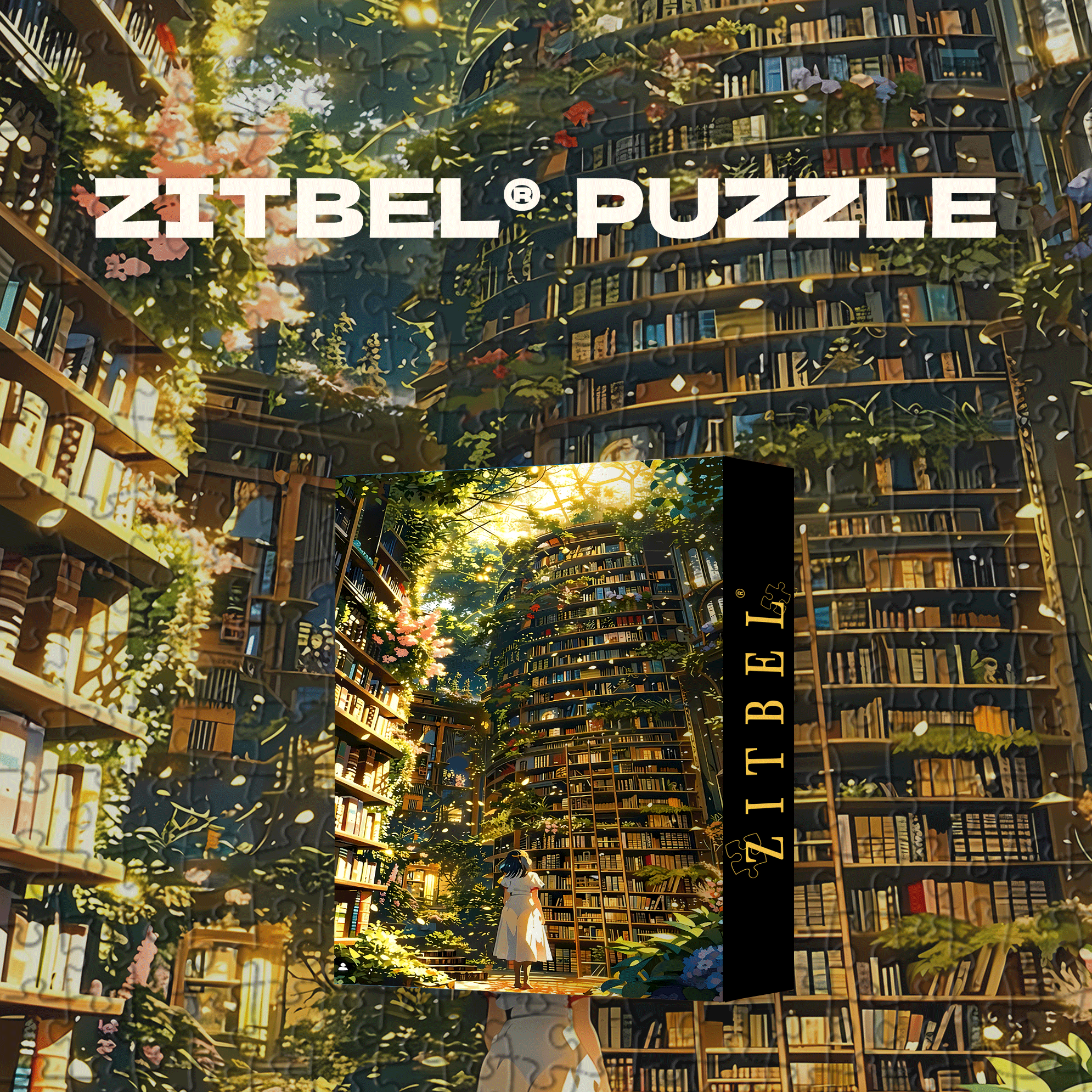 Enchanted Library Garden 500pcs/1000pcs Jigsaw Puzzle, Scratch-Resistant, Interactive Family Game & Brain-Boosting DIY Decor, Perfect for Halloween, Christmas & New Year Gifts, Family Puzzle Game