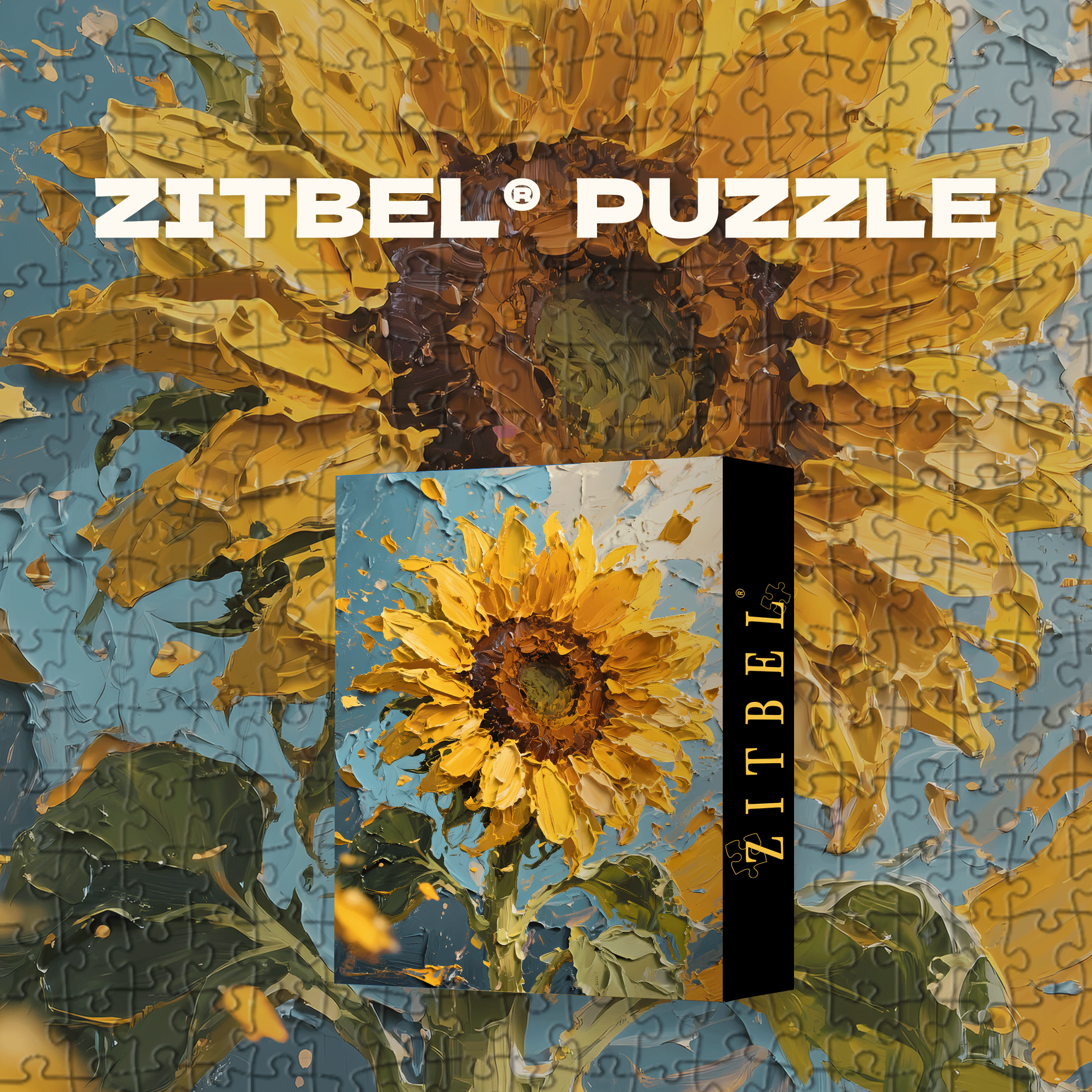 Oil Painting Style Sunflowers 500pcs/1000pcs Jigsaw Puzzle, Scratch-Resistant, Interactive Family Game & Brain-Boosting DIY Decor, Perfect for Halloween, Christmas & New Year Gifts, Family Puzzle Game