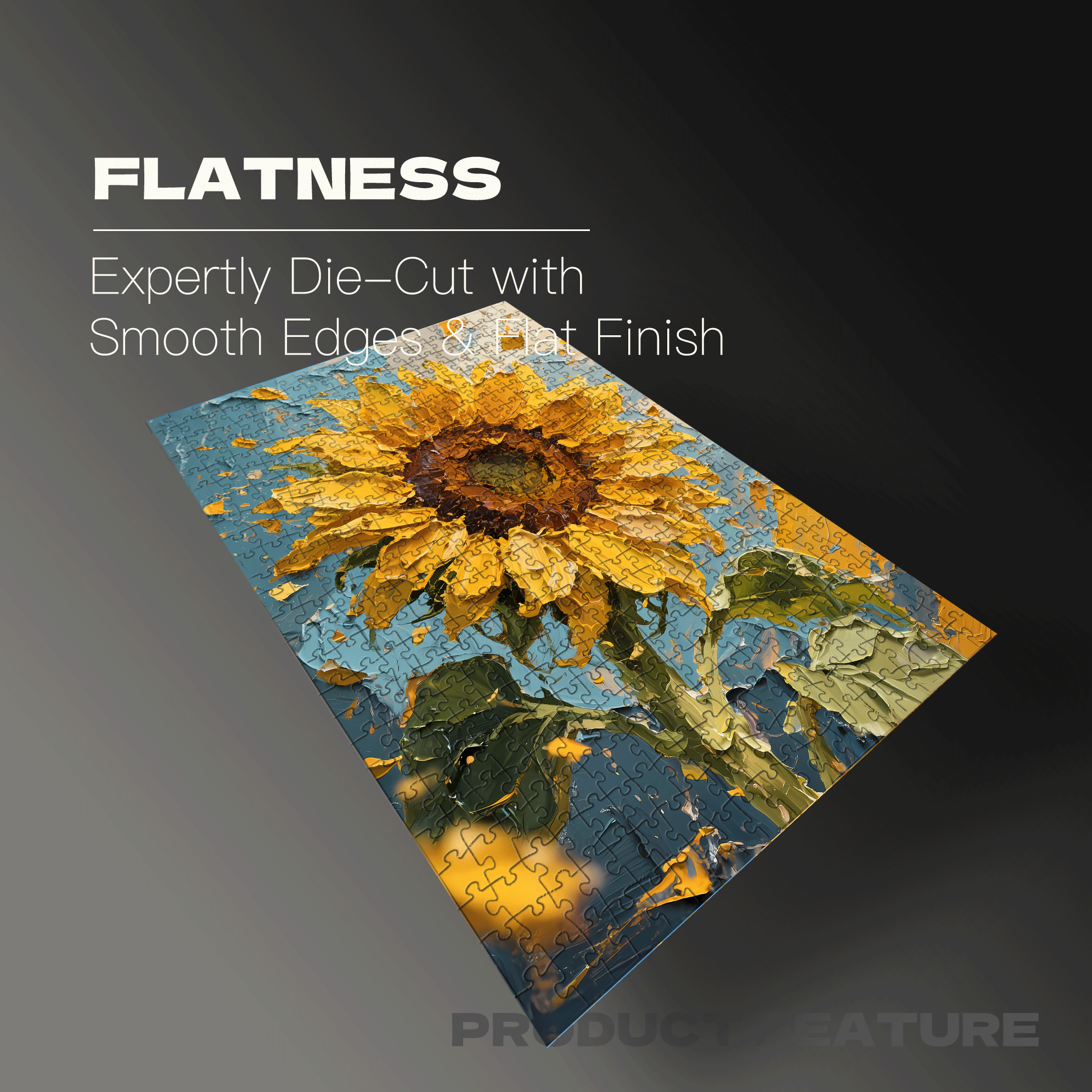 Oil Painting Style Sunflowers 500pcs/1000pcs Jigsaw Puzzle, Scratch-Resistant, Interactive Family Game & Brain-Boosting DIY Decor, Perfect for Halloween, Christmas & New Year Gifts, Family Puzzle Game