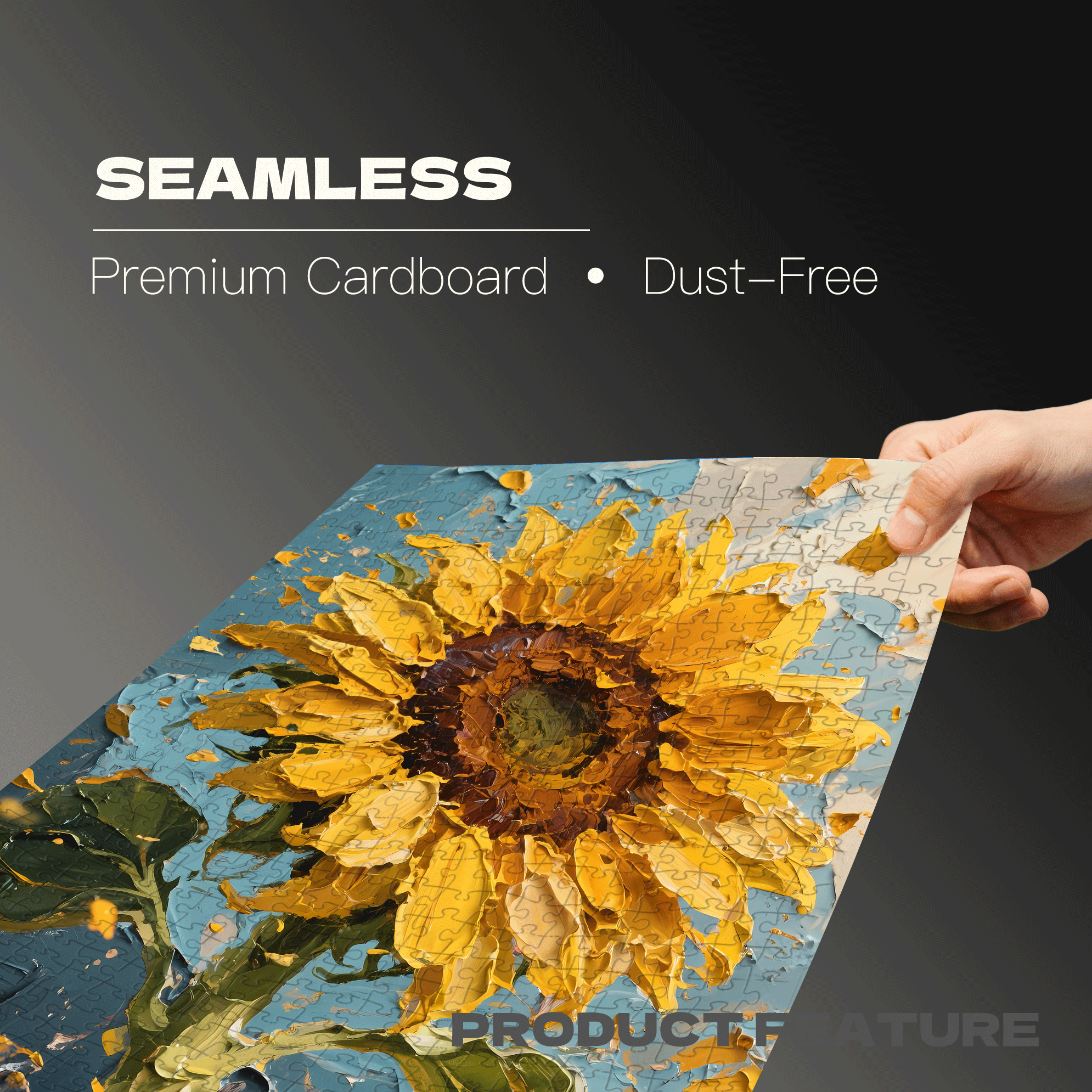 Oil Painting Style Sunflowers 500pcs/1000pcs Jigsaw Puzzle, Scratch-Resistant, Interactive Family Game & Brain-Boosting DIY Decor, Perfect for Halloween, Christmas & New Year Gifts, Family Puzzle Game