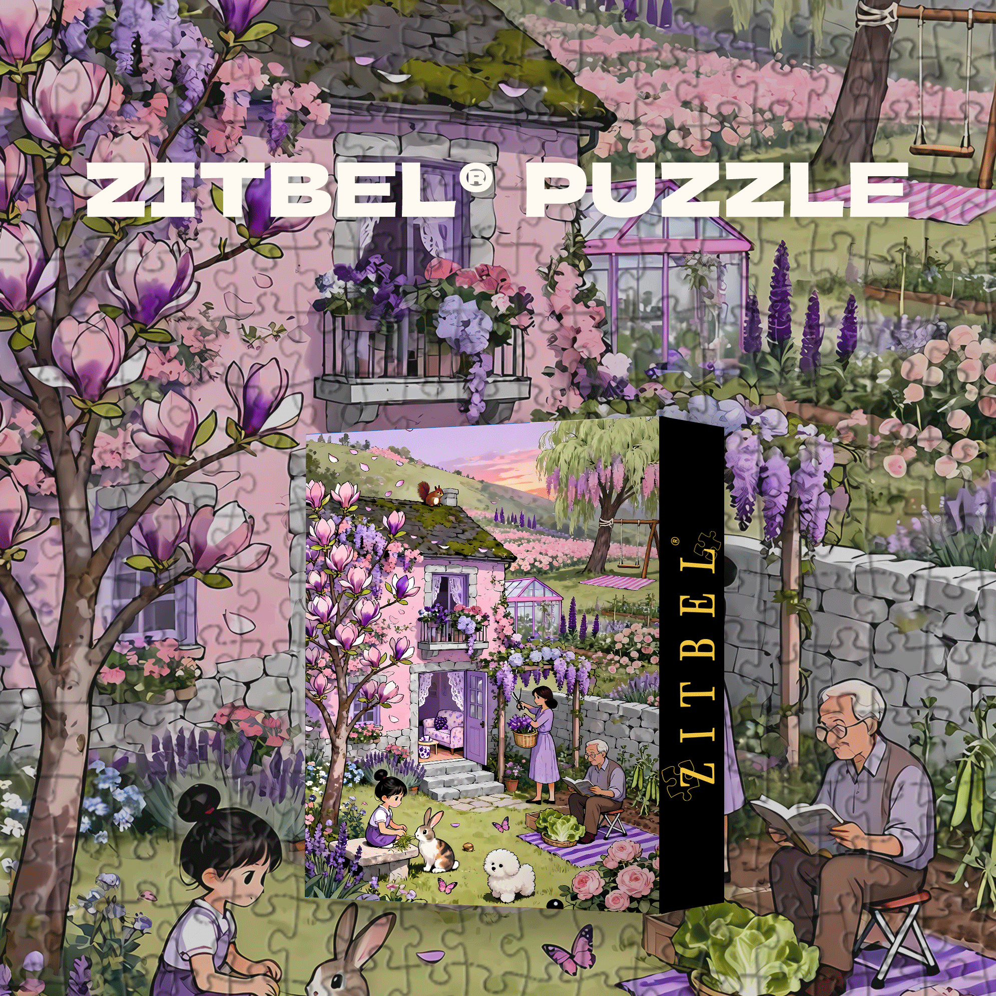 Purple-Toned Spring Home 500pcs/1000pcs Jigsaw Puzzle, Scratch-Resistant, Interactive Family Game & Brain-Boosting DIY Decor, Perfect for Halloween, Christmas & New Year Gifts, Family Puzzle Game
