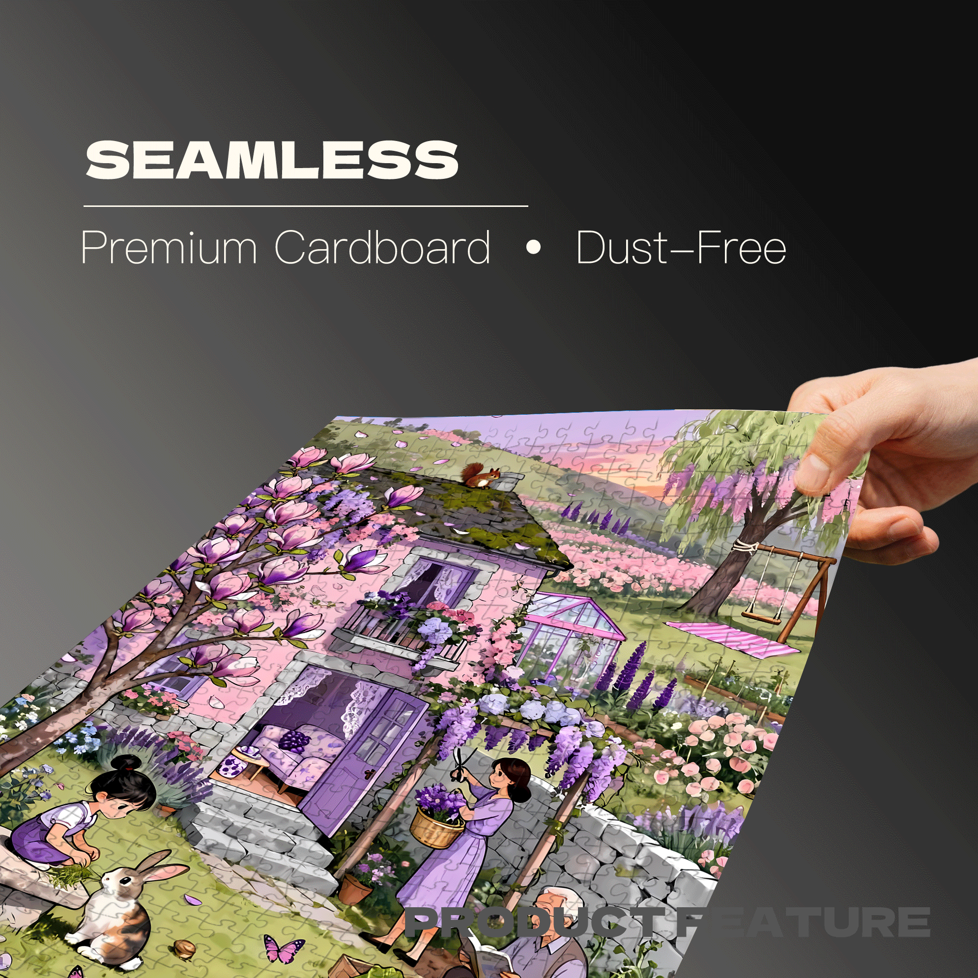 Purple-Toned Spring Home 500pcs/1000pcs Jigsaw Puzzle, Scratch-Resistant, Interactive Family Game & Brain-Boosting DIY Decor, Perfect for Halloween, Christmas & New Year Gifts, Family Puzzle Game