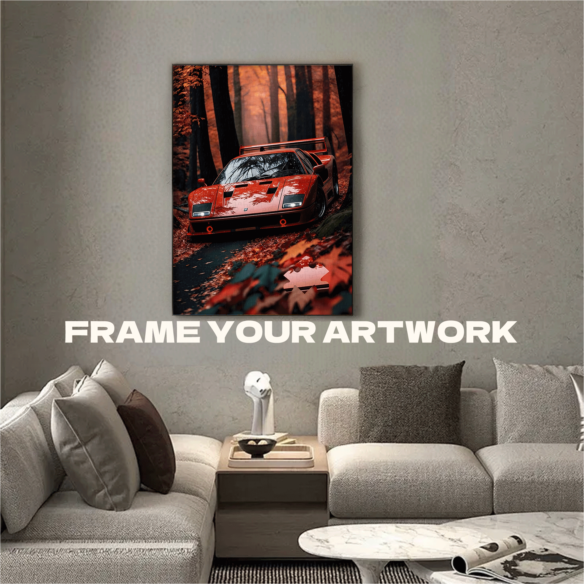Red F40 Super Car 500pcs/1000pcs Jigsaw Puzzle, Scratch-Resistant, Interactive Family Game & Brain-Boosting DIY Decor, Perfect for Halloween, Christmas & New Year Gifts, Family Puzzle Game