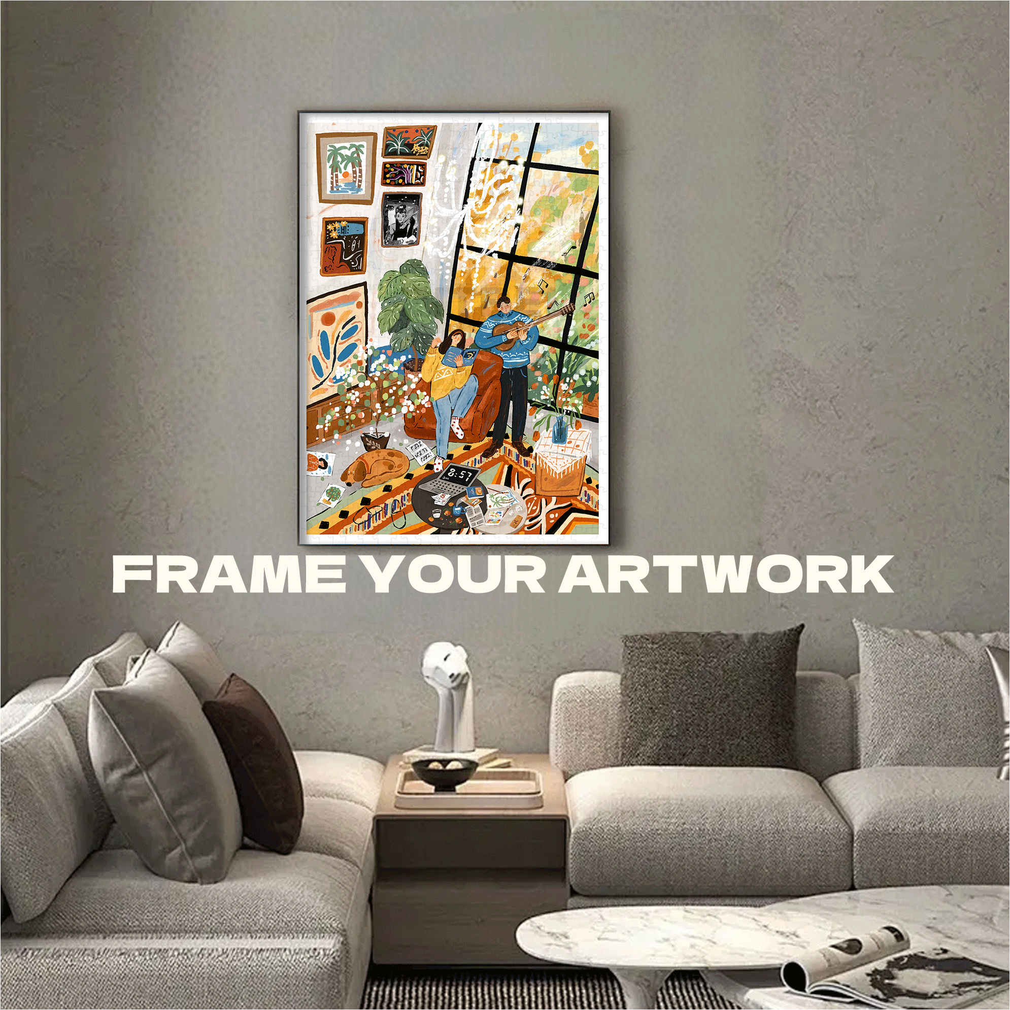 Staying At Home 500pcs/1000pcs Jigsaw Puzzle, Scratch-Resistant, Interactive Family Game & Brain-Boosting DIY Decor, Perfect for Halloween, Christmas & New Year Gifts, Family Puzzle Game