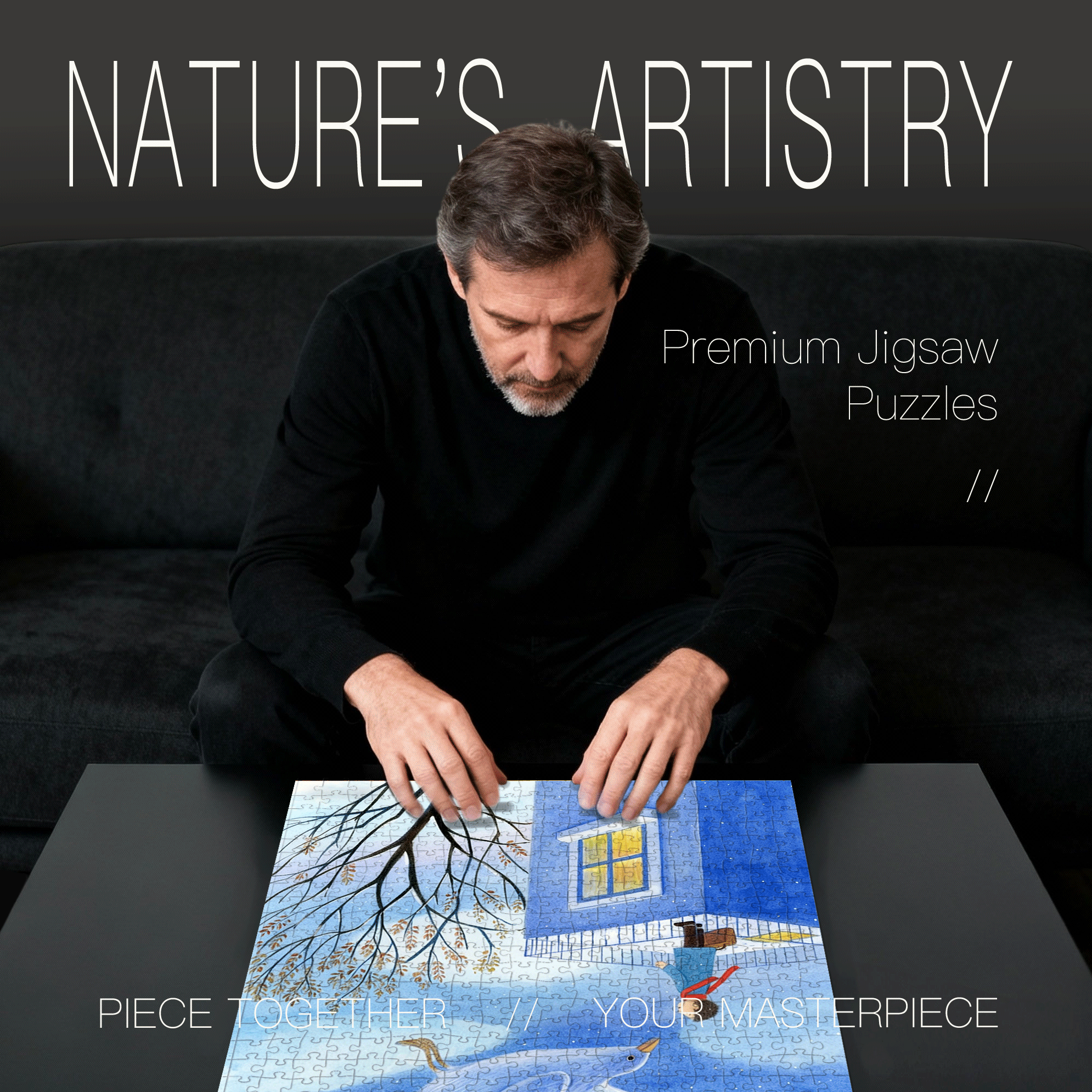 Winter Journey 500pcs/1000pcs Jigsaw Puzzle, Scratch-Resistant, Interactive Family Game & Brain-Boosting DIY Decor, Perfect for Halloween, Christmas & New Year Gifts, Family Puzzle Game