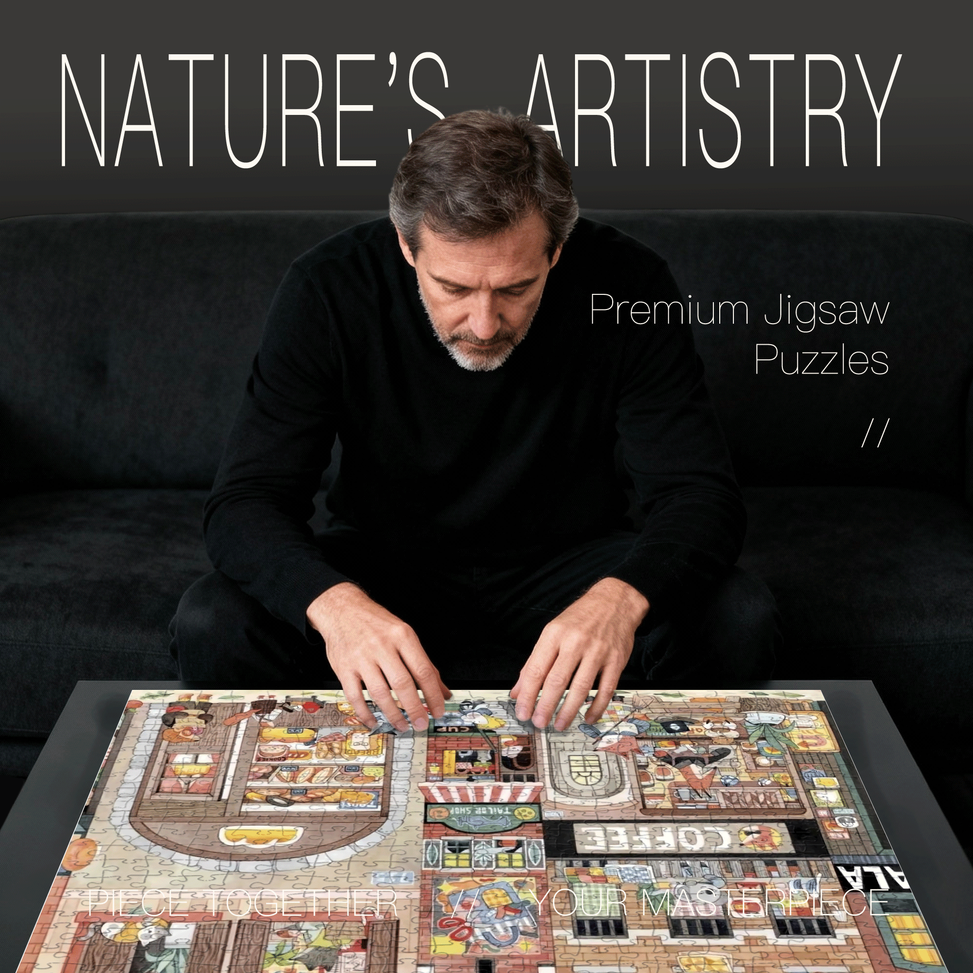 715 Commercial Street 500pcs/1000pcs Jigsaw Puzzle, Scratch-Resistant, Interactive Family Game & Brain-Boosting DIY Decor, Perfect for Halloween, Christmas & New Year Gifts, Family Puzzle Game