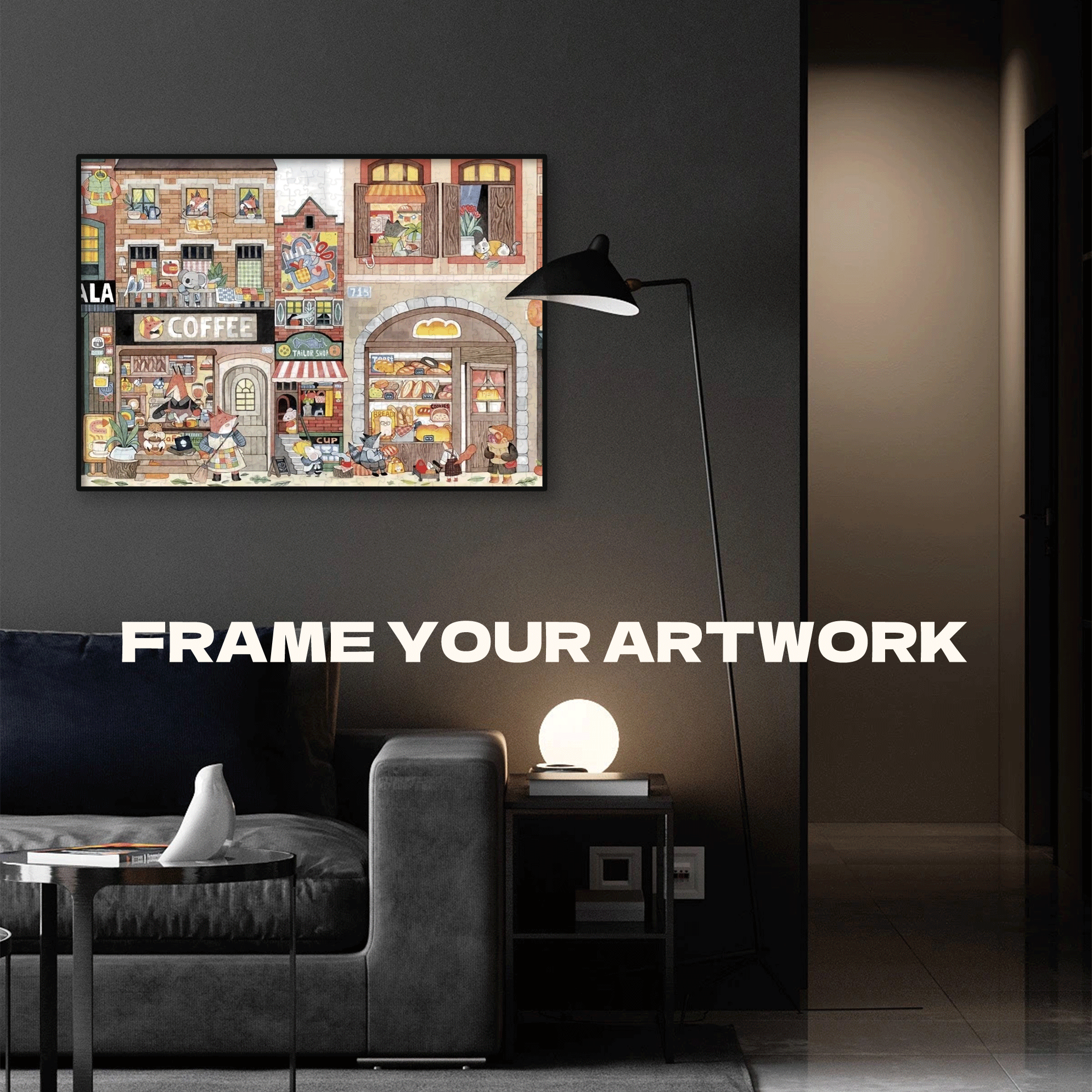 715 Commercial Street 500pcs/1000pcs Jigsaw Puzzle, Scratch-Resistant, Interactive Family Game & Brain-Boosting DIY Decor, Perfect for Halloween, Christmas & New Year Gifts, Family Puzzle Game