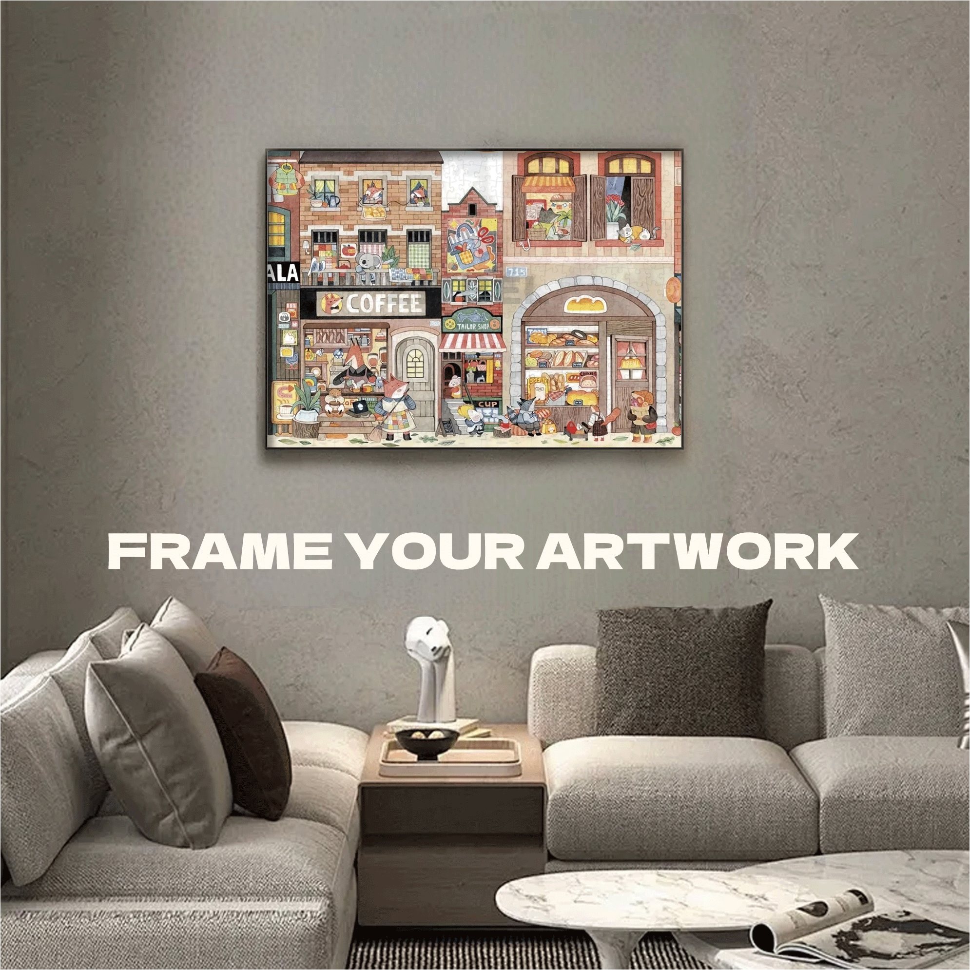 715 Commercial Street 500pcs/1000pcs Jigsaw Puzzle, Scratch-Resistant, Interactive Family Game & Brain-Boosting DIY Decor, Perfect for Halloween, Christmas & New Year Gifts, Family Puzzle Game