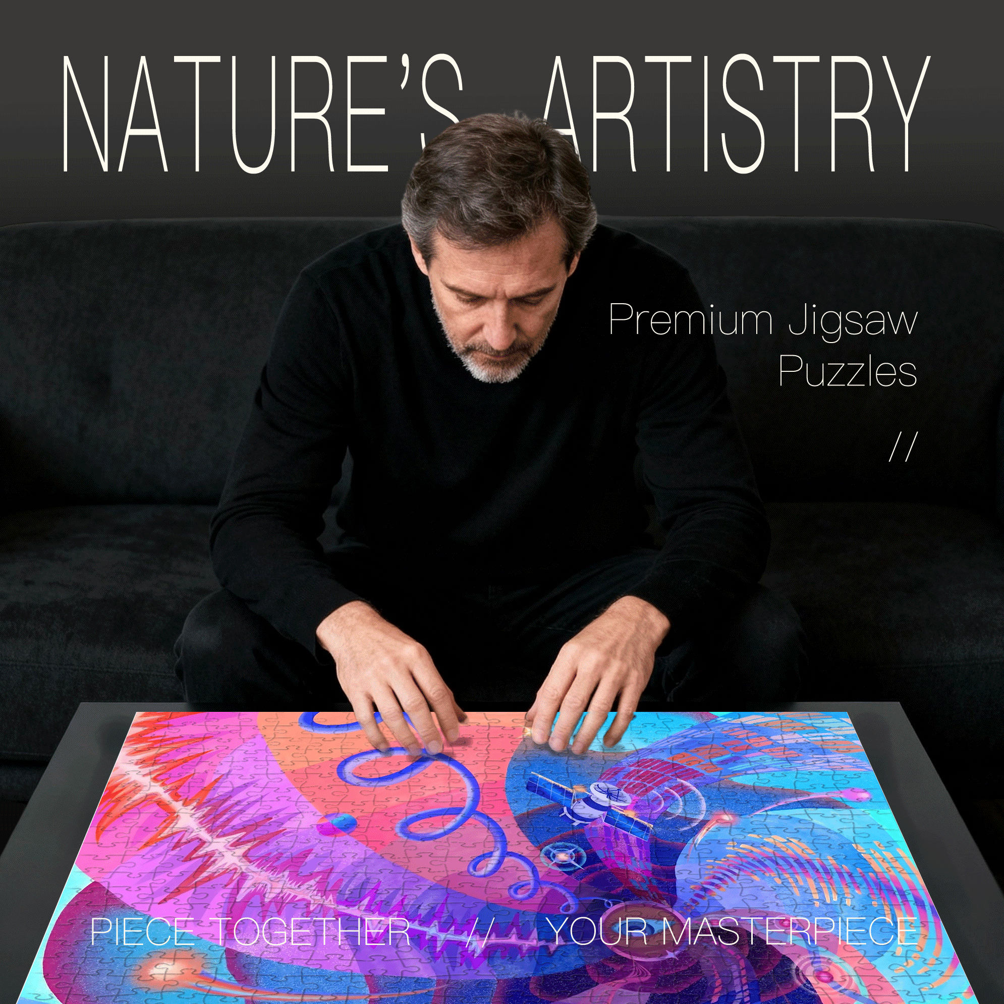 Abstract Lines 500pcs/1000pcs Jigsaw Puzzle, Scratch-Resistant, Interactive Family Game & Brain-Boosting DIY Decor, Perfect for Halloween, Christmas & New Year Gifts, Family Puzzle Game