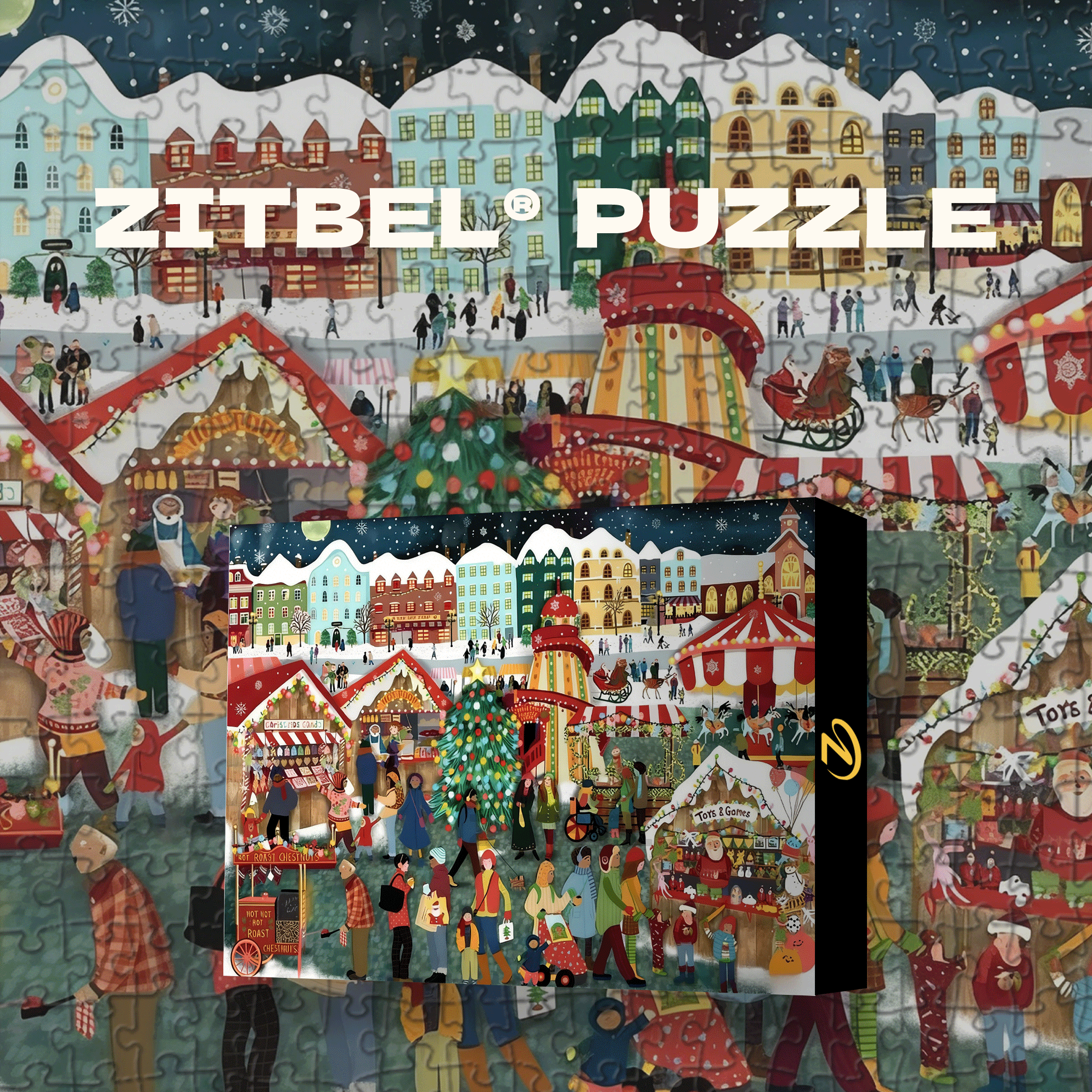 Christmas Market 2 500pcs/1000pcs Jigsaw Puzzle, Scratch-Resistant, Interactive Family Game & Brain-Boosting DIY Decor, Perfect for Halloween, Christmas & New Year Gifts, Family Puzzle Game