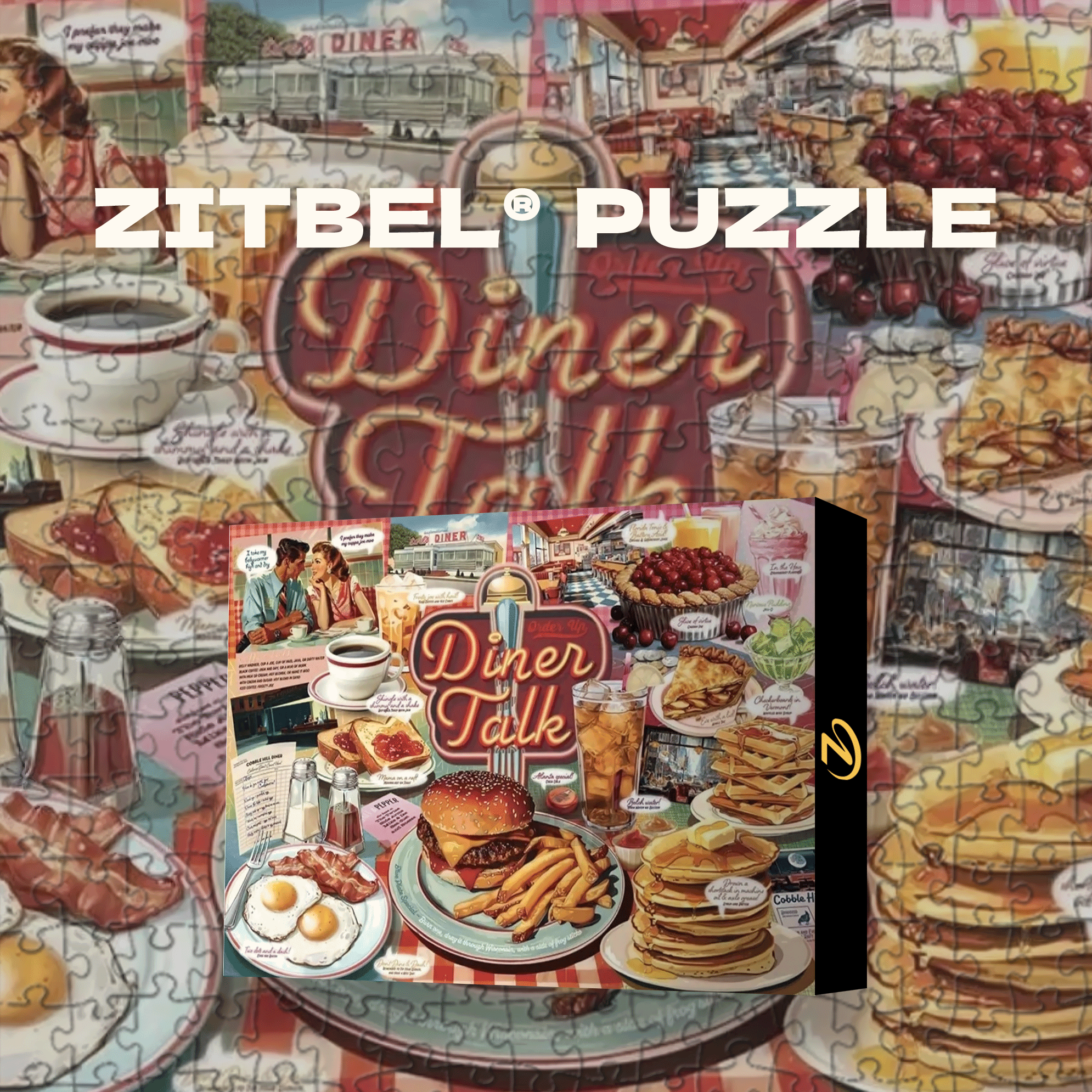 Dinner Time 500pcs/1000pcs Jigsaw Puzzle, Scratch-Resistant, Interactive Family Game & Brain-Boosting DIY Decor, Perfect for Halloween, Christmas & New Year Gifts, Family Puzzle Game