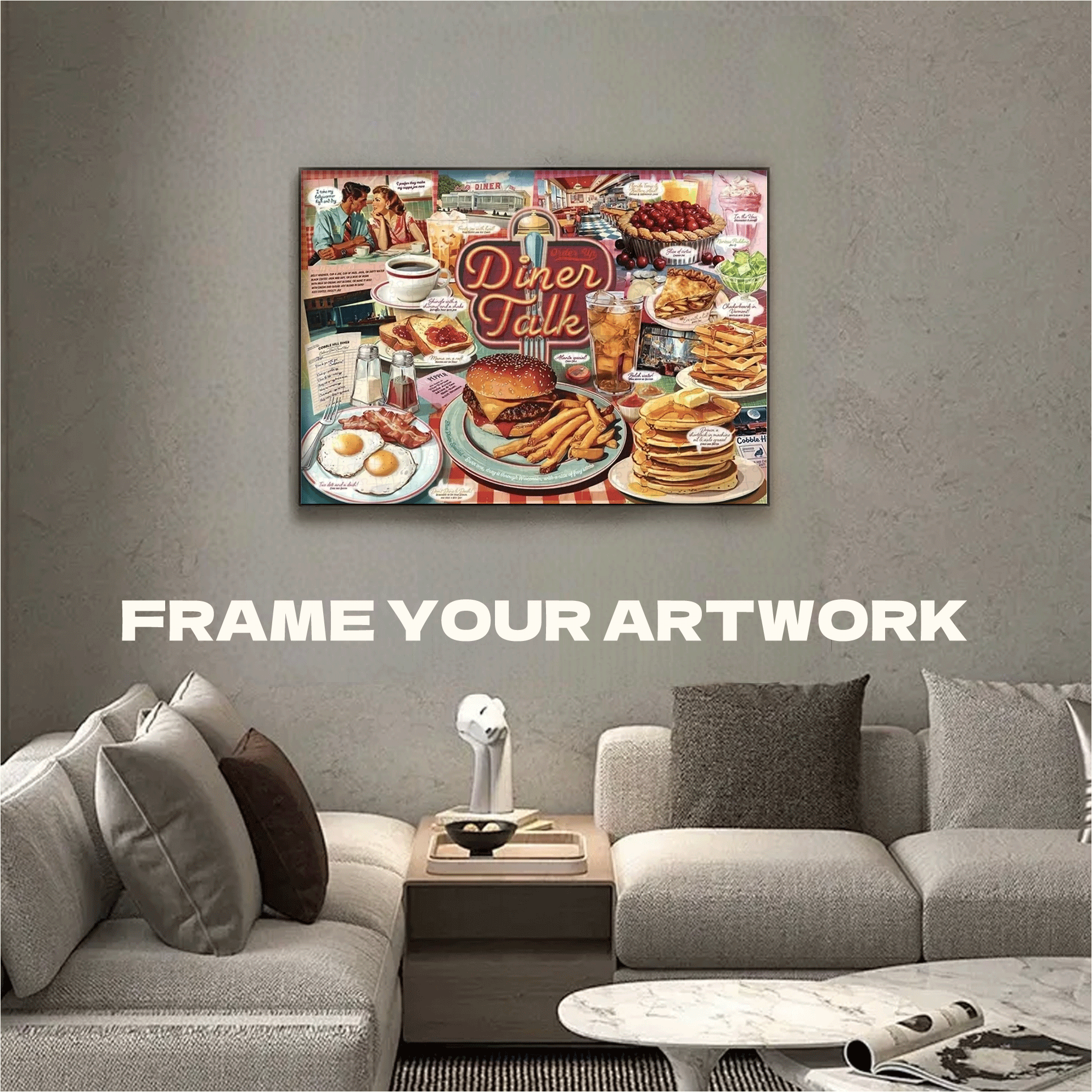 Dinner Time 500pcs/1000pcs Jigsaw Puzzle, Scratch-Resistant, Interactive Family Game & Brain-Boosting DIY Decor, Perfect for Halloween, Christmas & New Year Gifts, Family Puzzle Game