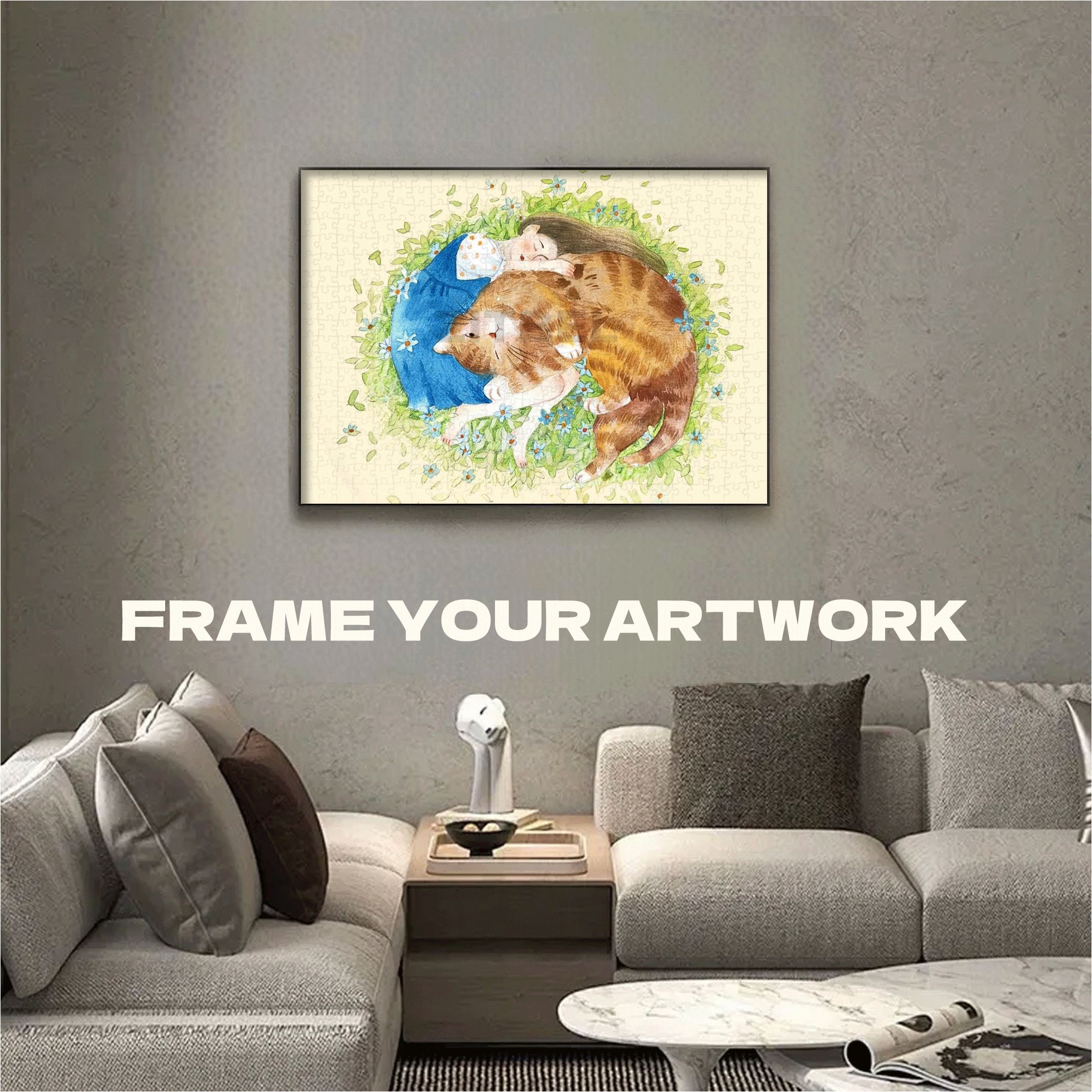 Having A Big Orange Cat 500pcs/1000pcs Jigsaw Puzzle, Scratch-Resistant, Interactive Family Game & Brain-Boosting DIY Decor, Perfect for Halloween, Christmas & New Year Gifts, Family Puzzle Game