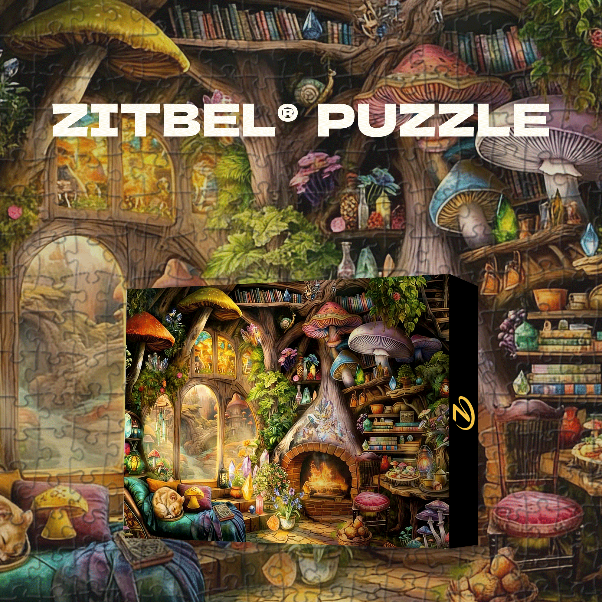 Mushroom Cottage 500pcs/1000pcs Jigsaw Puzzle, Scratch-Resistant, Interactive Family Game & Brain-Boosting DIY Decor, Perfect for Halloween, Christmas & New Year Gifts, Family Puzzle Game