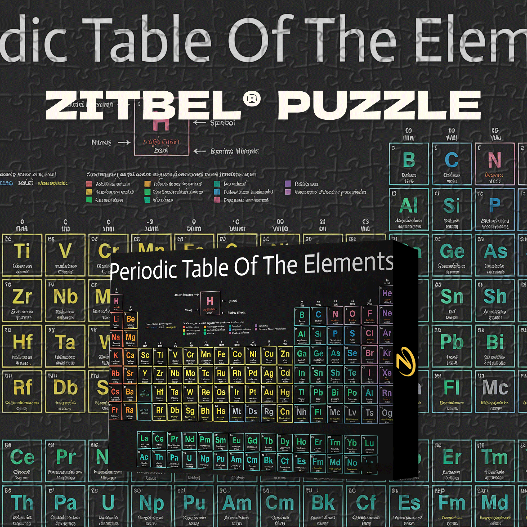 Periodic Table Elements Theme 500pcs/1000pcs Jigsaw Puzzle, Scratch-Resistant, Interactive Family Game & Brain-Boosting DIY Decor, Perfect for Halloween, Christmas & New Year Gifts, Family Puzzle Game