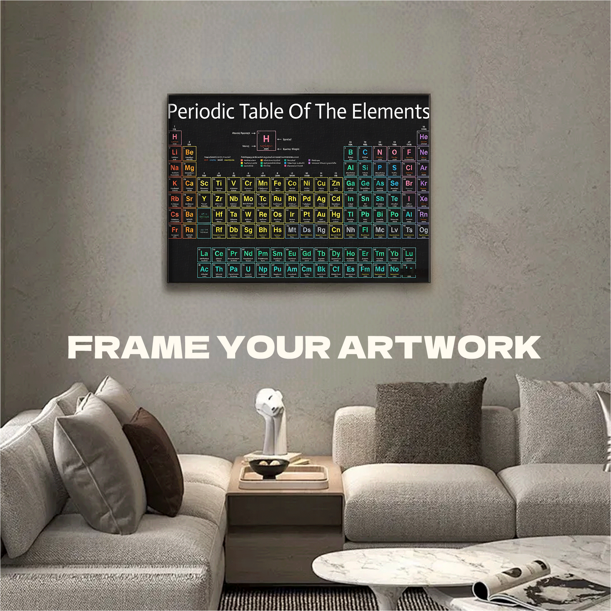 Periodic Table Elements Theme 500pcs/1000pcs Jigsaw Puzzle, Scratch-Resistant, Interactive Family Game & Brain-Boosting DIY Decor, Perfect for Halloween, Christmas & New Year Gifts, Family Puzzle Game