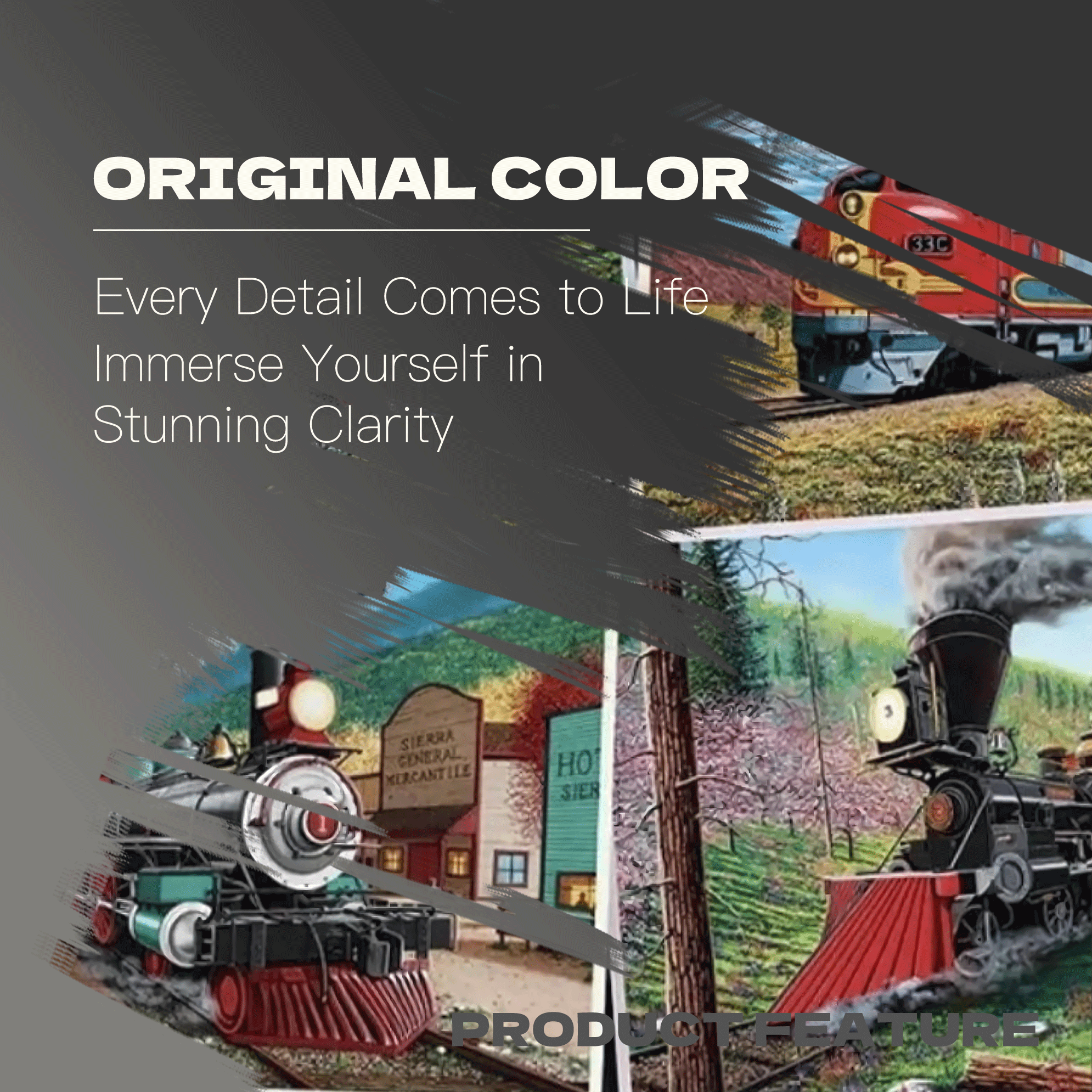 Retro Train Enthusiast 500pcs/1000pcs Jigsaw Puzzle, Scratch-Resistant, Interactive Family Game & Brain-Boosting DIY Decor, Perfect for Halloween, Christmas & New Year Gifts, Family Puzzle Game