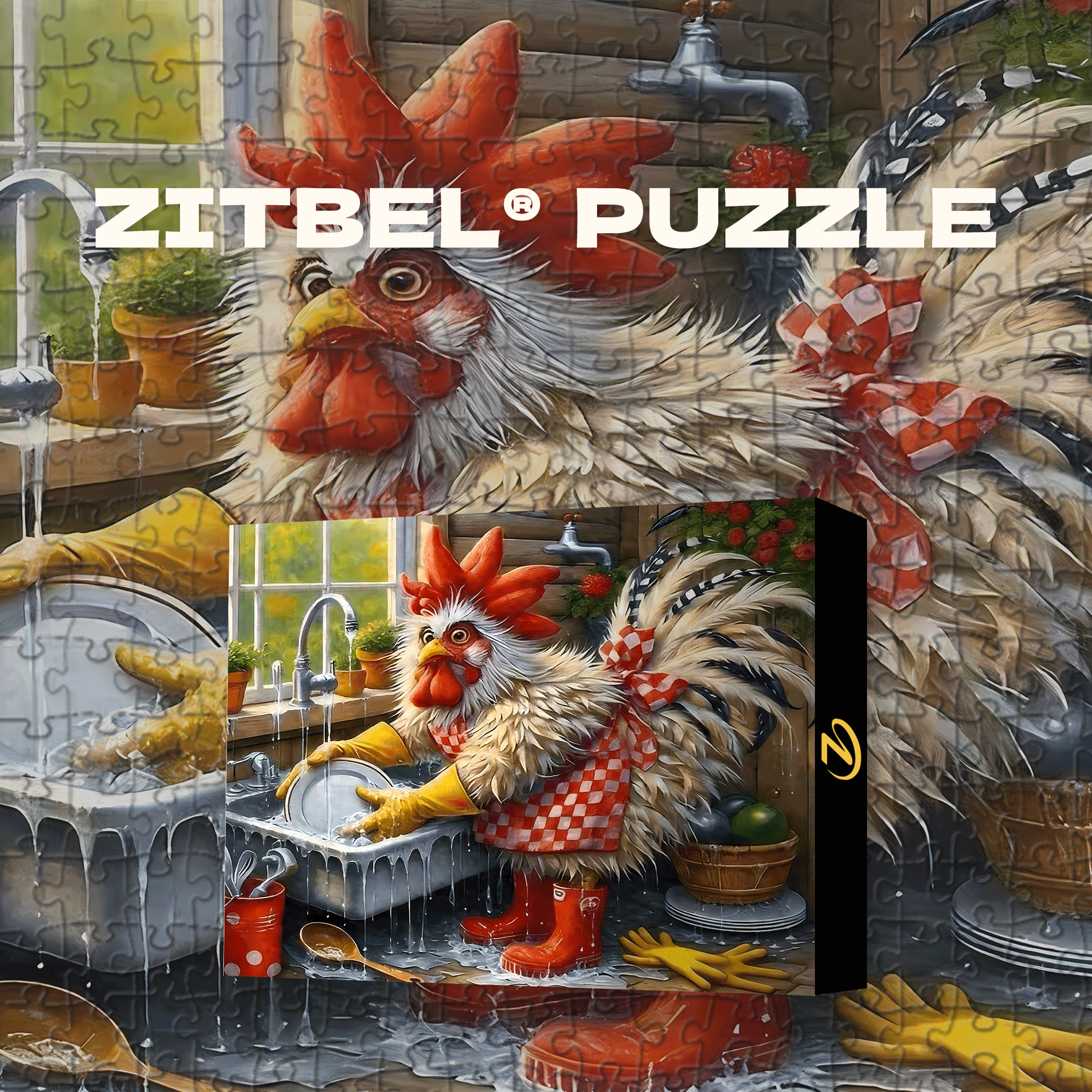 The Hardworking Rooster 500pcs/1000pcs Jigsaw Puzzle, Scratch-Resistant, Interactive Family Game & Brain-Boosting DIY Decor, Perfect for Halloween, Christmas & New Year Gifts, Family Puzzle Game