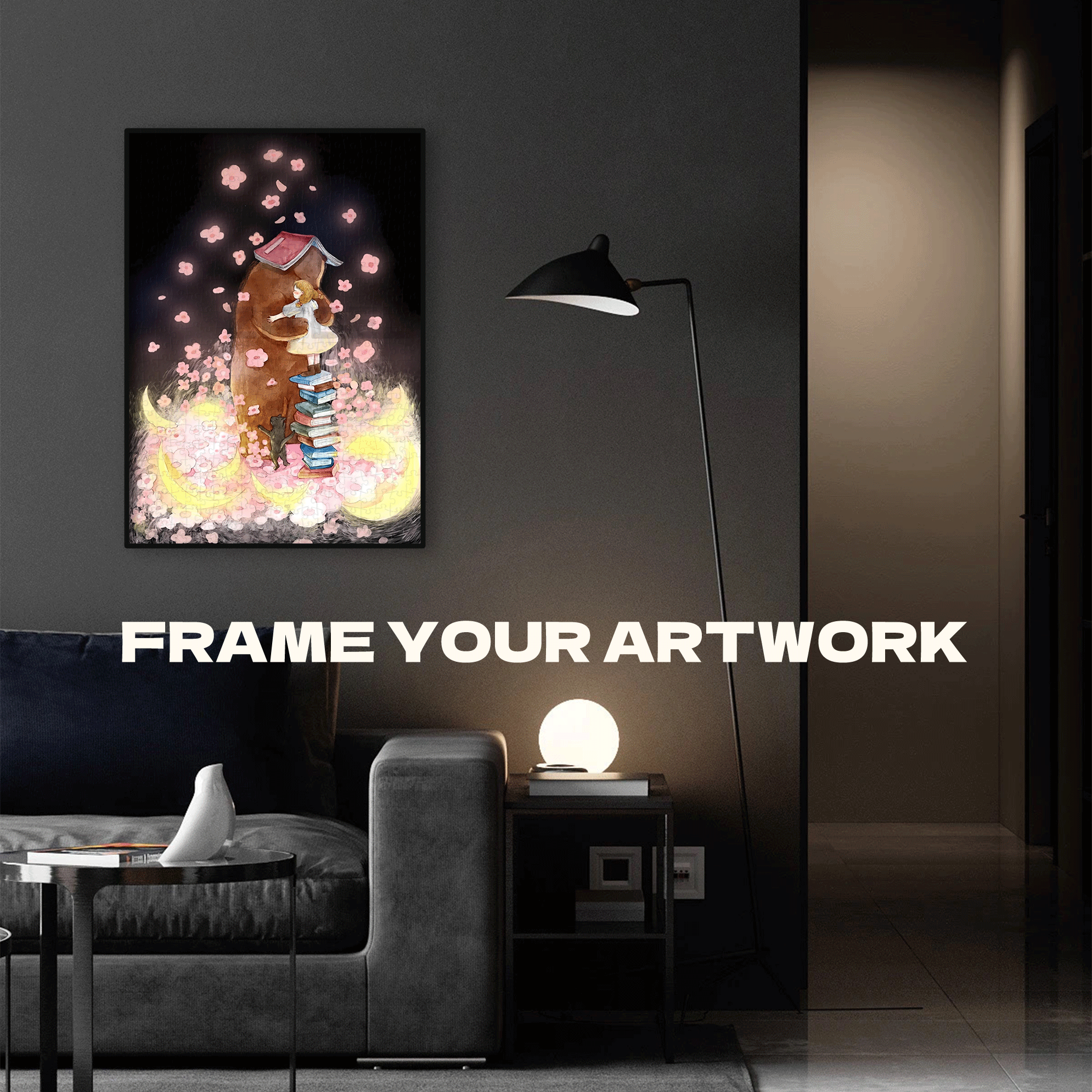 The Moon Falls 500pcs/1000pcs Jigsaw Puzzle, Scratch-Resistant, Interactive Family Game & Brain-Boosting DIY Decor, Perfect for Halloween, Christmas & New Year Gifts, Family Puzzle Game