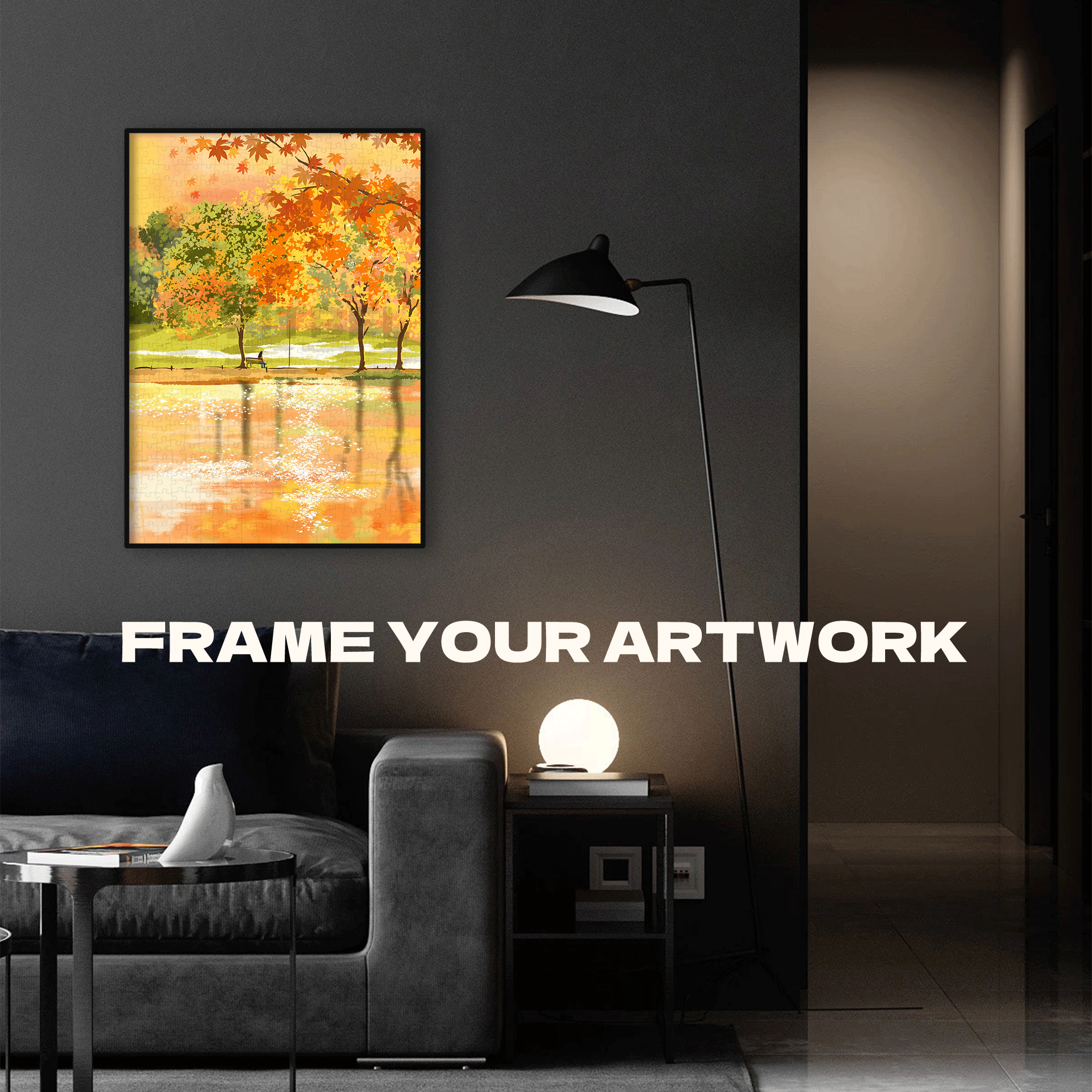 Golden Light 500pcs/1000pcs Jigsaw Puzzle, Scratch-Resistant, Interactive Family Game & Brain-Boosting DIY Decor, Perfect for Halloween, Christmas & New Year Gifts, Family Puzzle Game