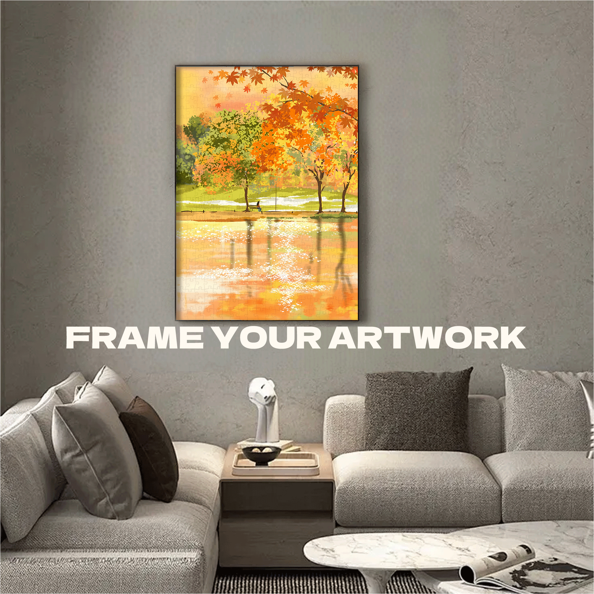Golden Light 500pcs/1000pcs Jigsaw Puzzle, Scratch-Resistant, Interactive Family Game & Brain-Boosting DIY Decor, Perfect for Halloween, Christmas & New Year Gifts, Family Puzzle Game