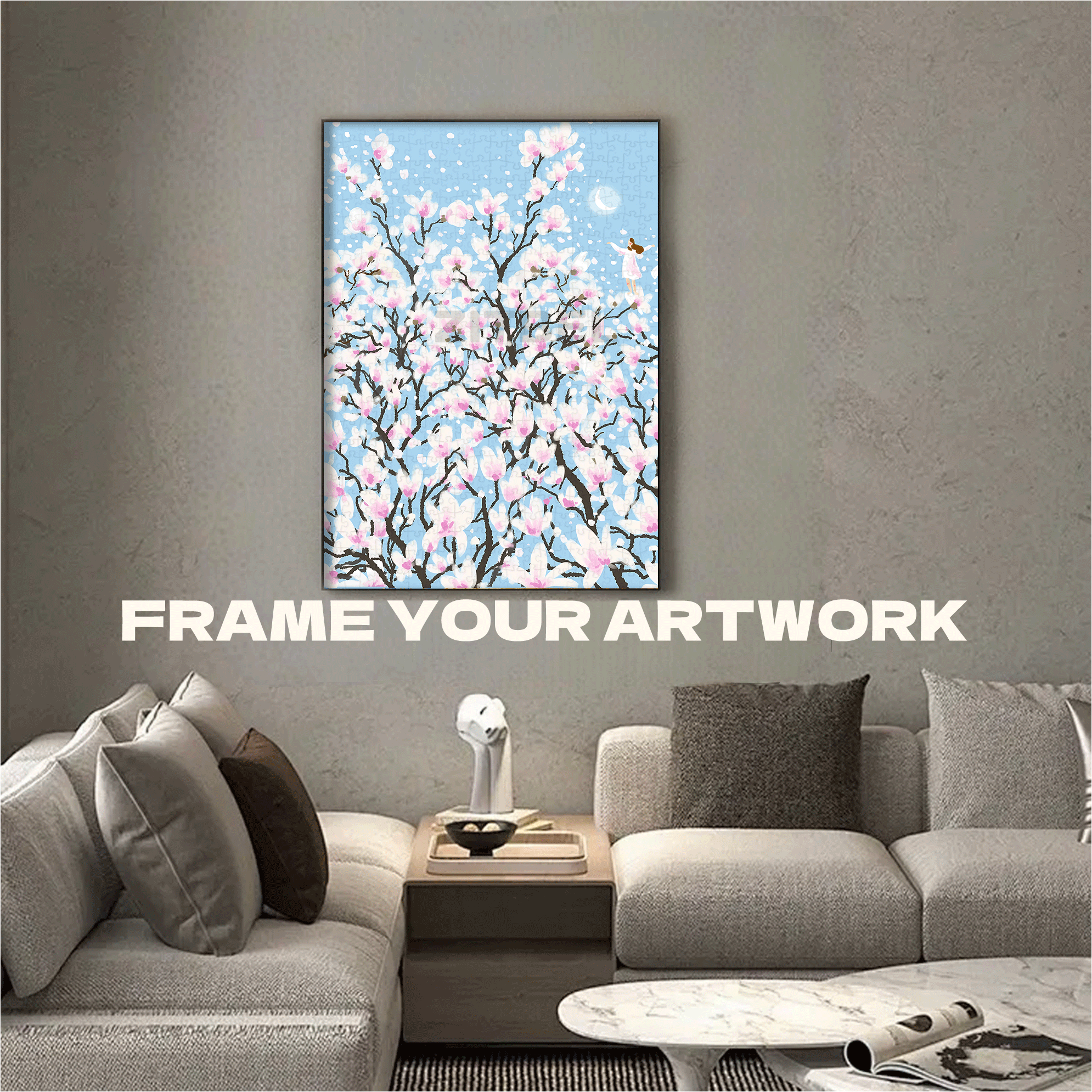 Magnolia Flowers In March 500pcs/1000pcs Jigsaw Puzzle, Scratch-Resistant, Interactive Family Game & Brain-Boosting DIY Decor, Perfect for Halloween, Christmas & New Year Gifts, Family Puzzle Game