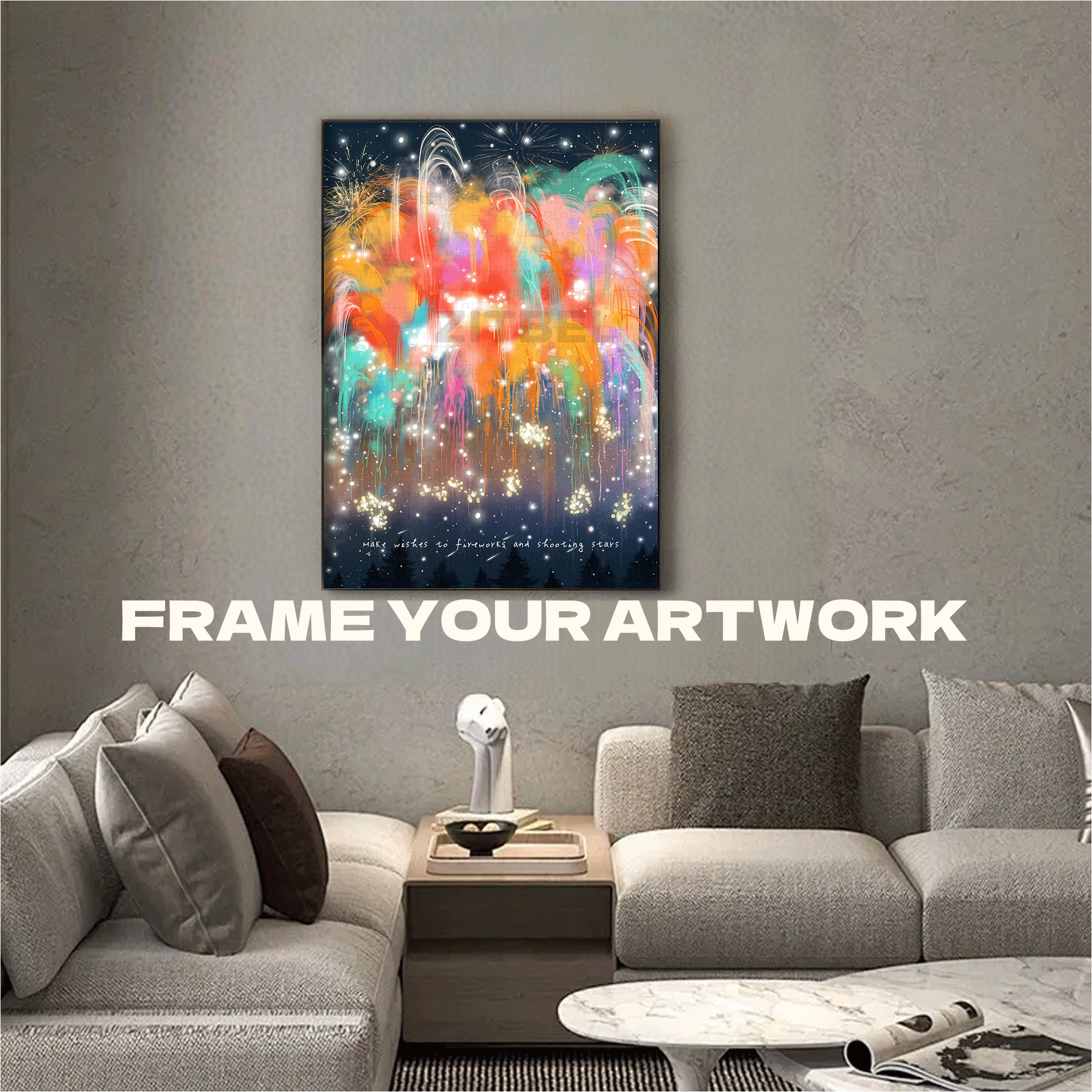 Make Wishes To Fireworks 500pcs/1000pcs Jigsaw Puzzle, Scratch-Resistant, Interactive Family Game & Brain-Boosting DIY Decor, Perfect for Halloween, Christmas & New Year Gifts, Family Puzzle Game