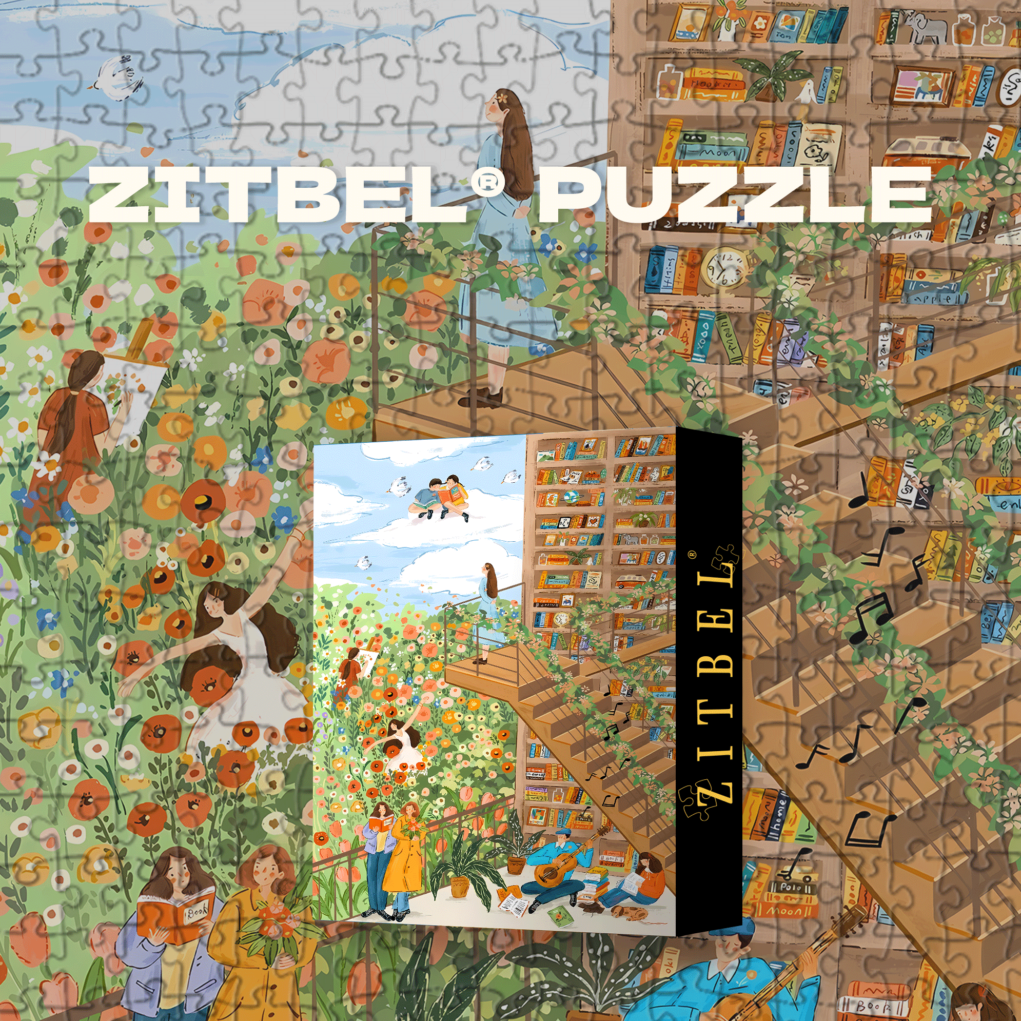 May Everything Go Well 500pcs/1000pcs Jigsaw Puzzle, Scratch-Resistant, Interactive Family Game & Brain-Boosting DIY Decor, Perfect for Halloween, Christmas & New Year Gifts, Family Puzzle Game