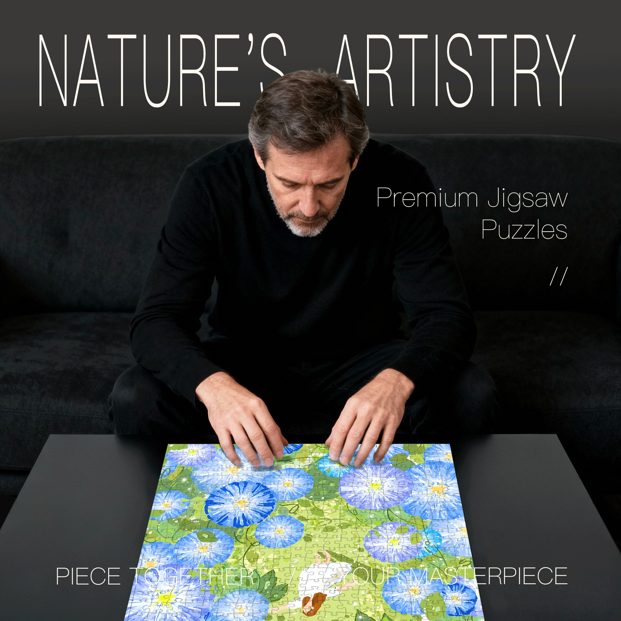 Morning Glories Are Blooming 500pcs/1000pcs Jigsaw Puzzle, Scratch-Resistant, Interactive Family Game & Brain-Boosting DIY Decor, Perfect for Halloween, Christmas & New Year Gifts, Family Puzzle Game